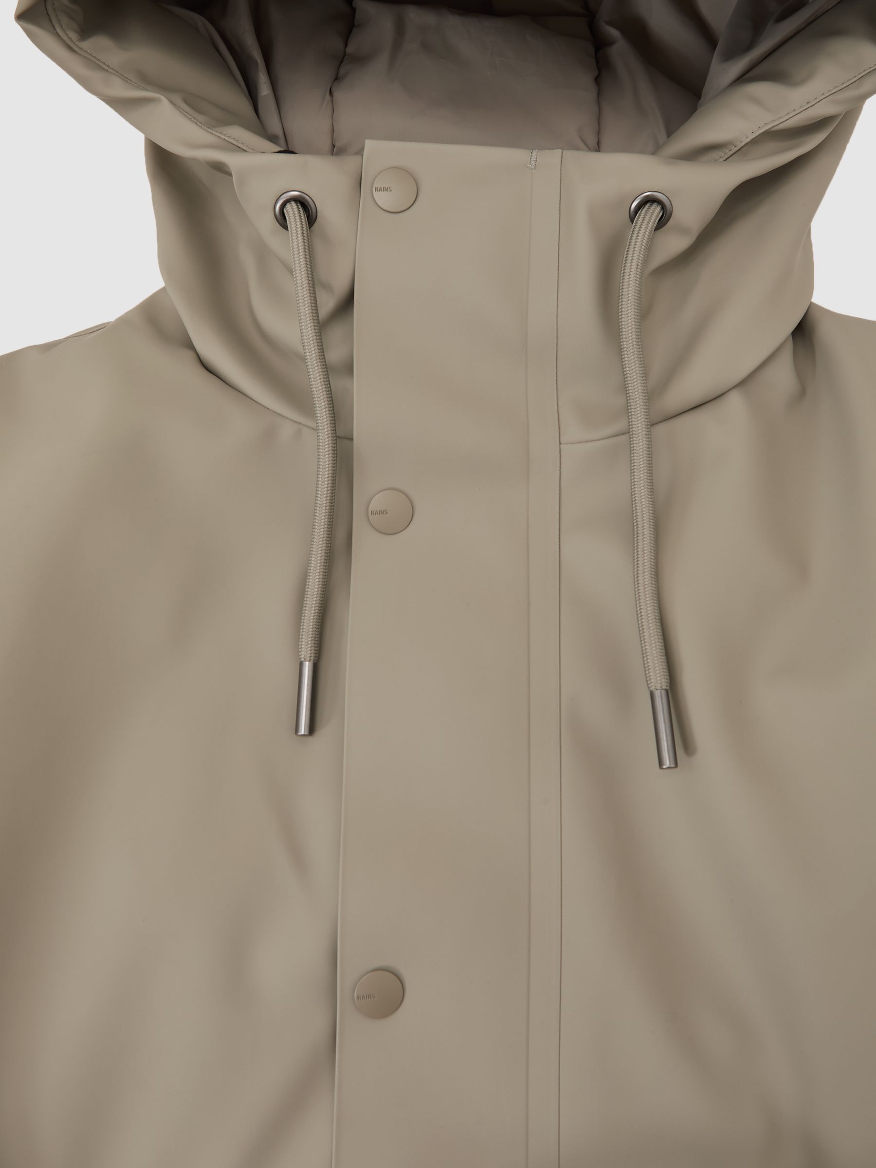 Rains Short Hooded Parka Coat in Drift - Image 5 of 5