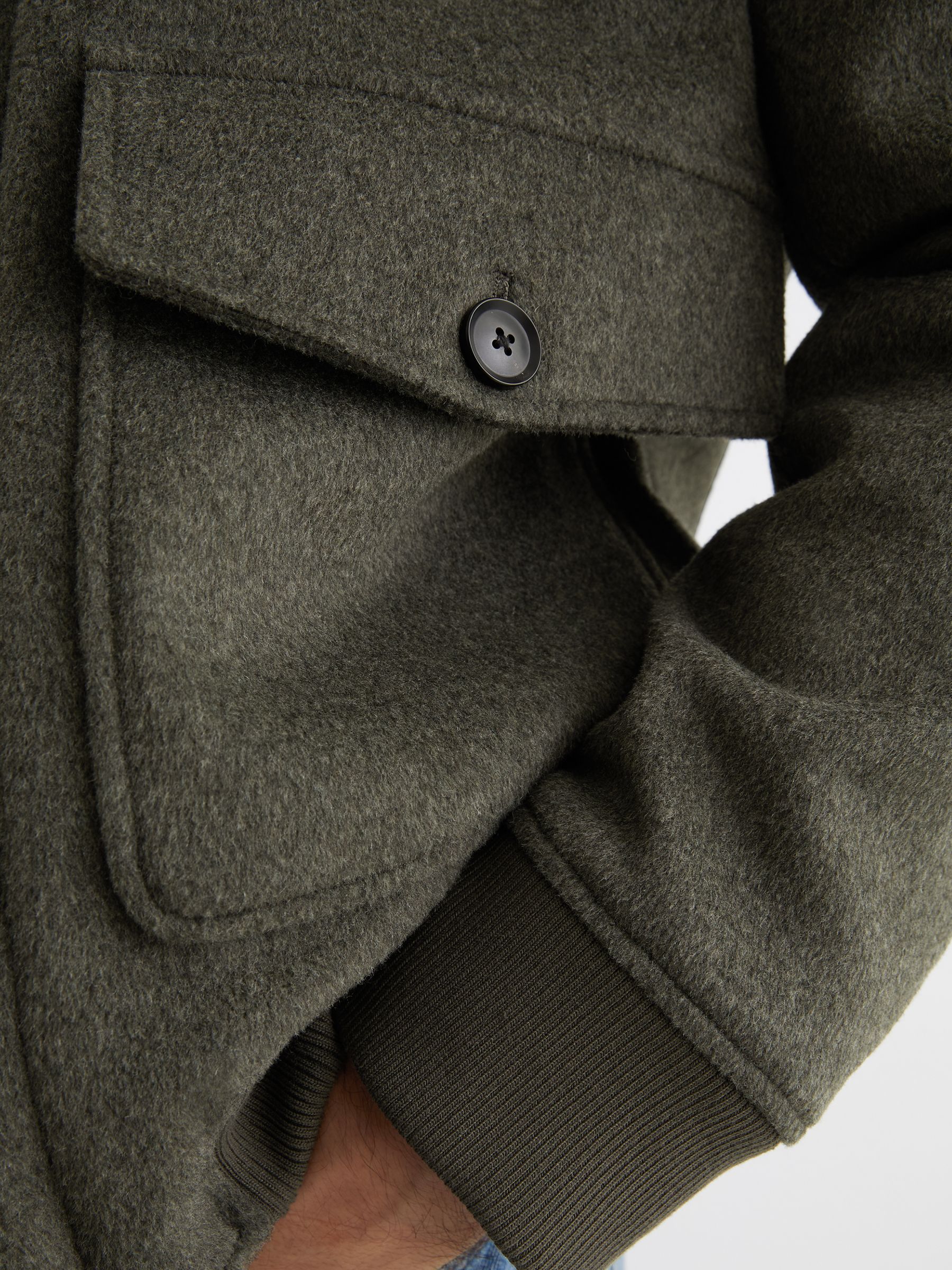 Wool-Blend Funnel-Neck Bomber Jacket in Green - Image 6 of 7