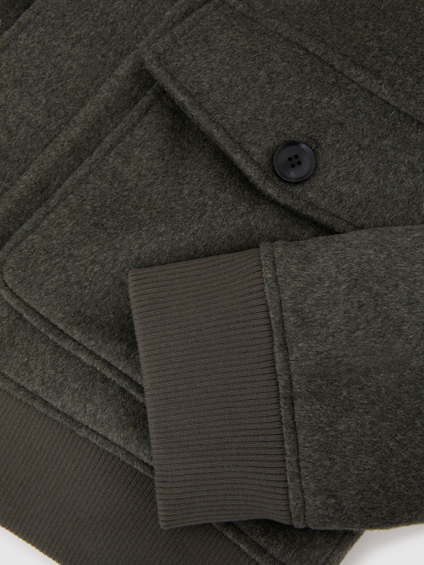 Wool-Blend Funnel-Neck Bomber Jacket in Green - image 5