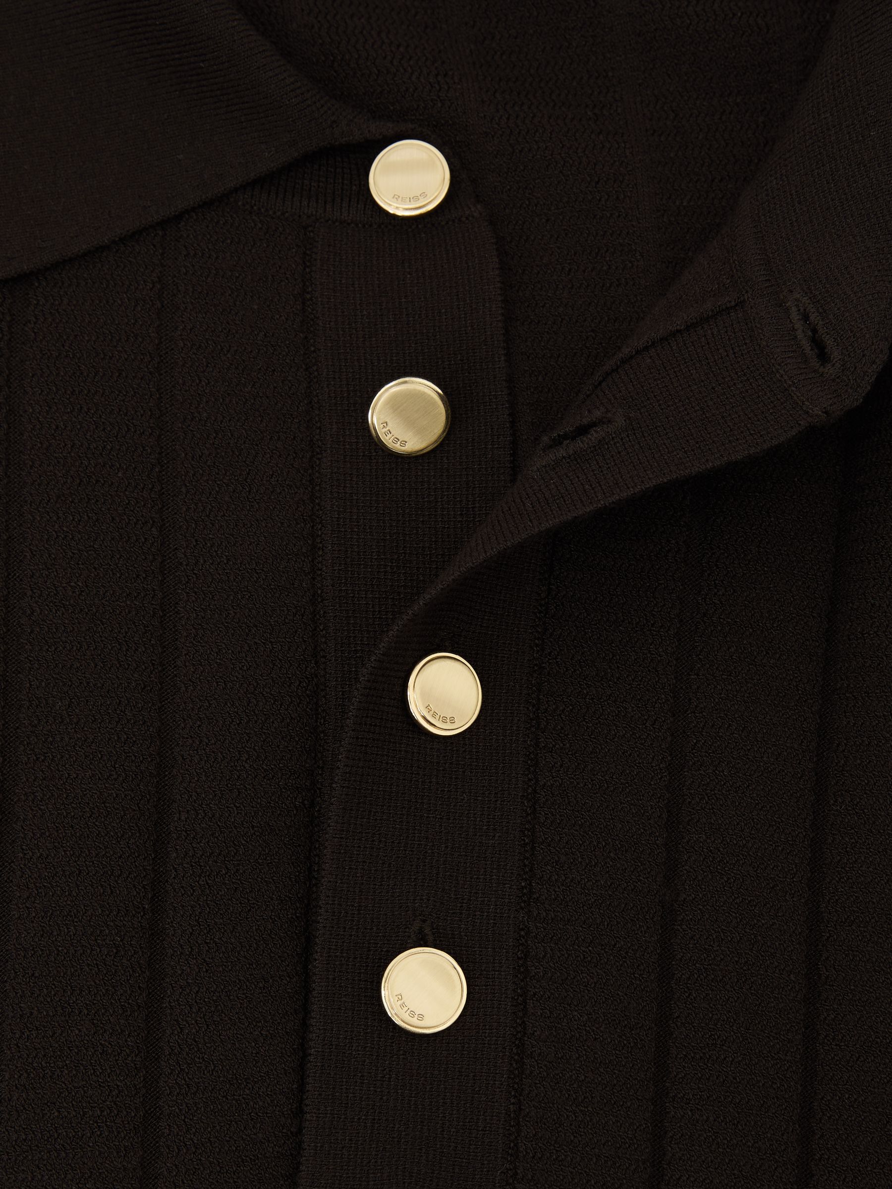 Wide-Ribbed Half-Button Polo Jumper in Chocolate Brown - Image 5 of 5