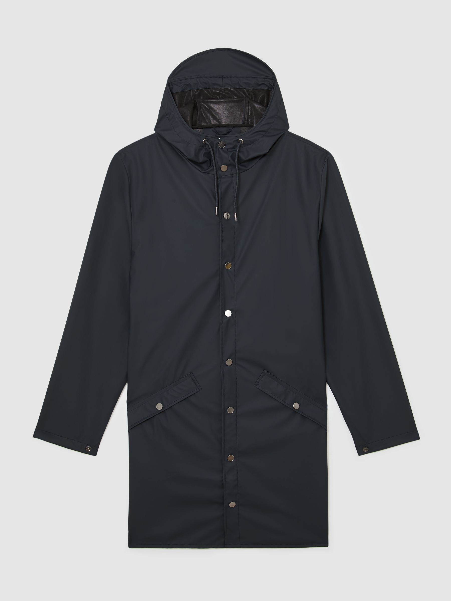 Rains Waterproof Long Rain Jacket in Navy - Image 2 of 5