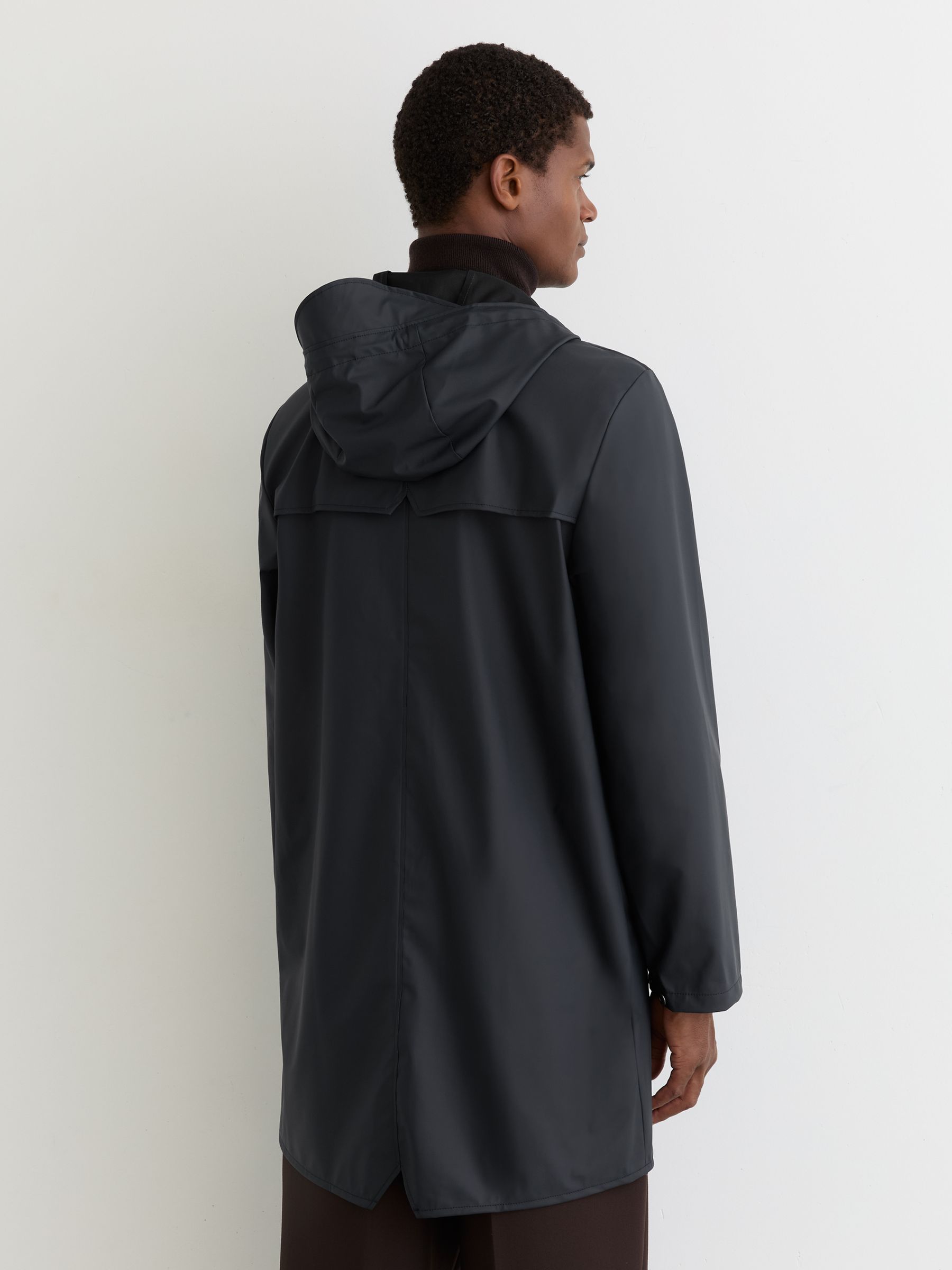 Rains Waterproof Long Rain Jacket in Navy - Image 4 of 5