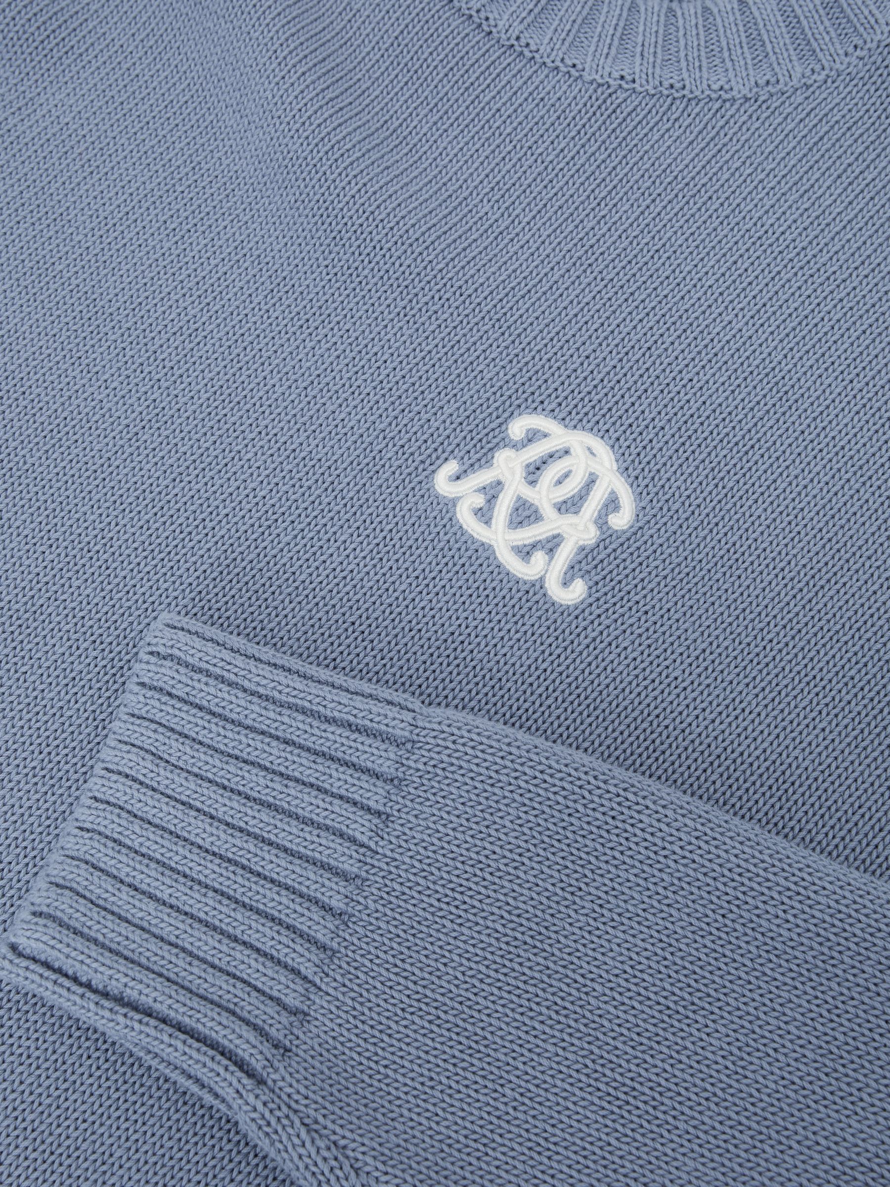 Pull décontracté à monogramme brodé en bleu poudre - Image 6 de 6