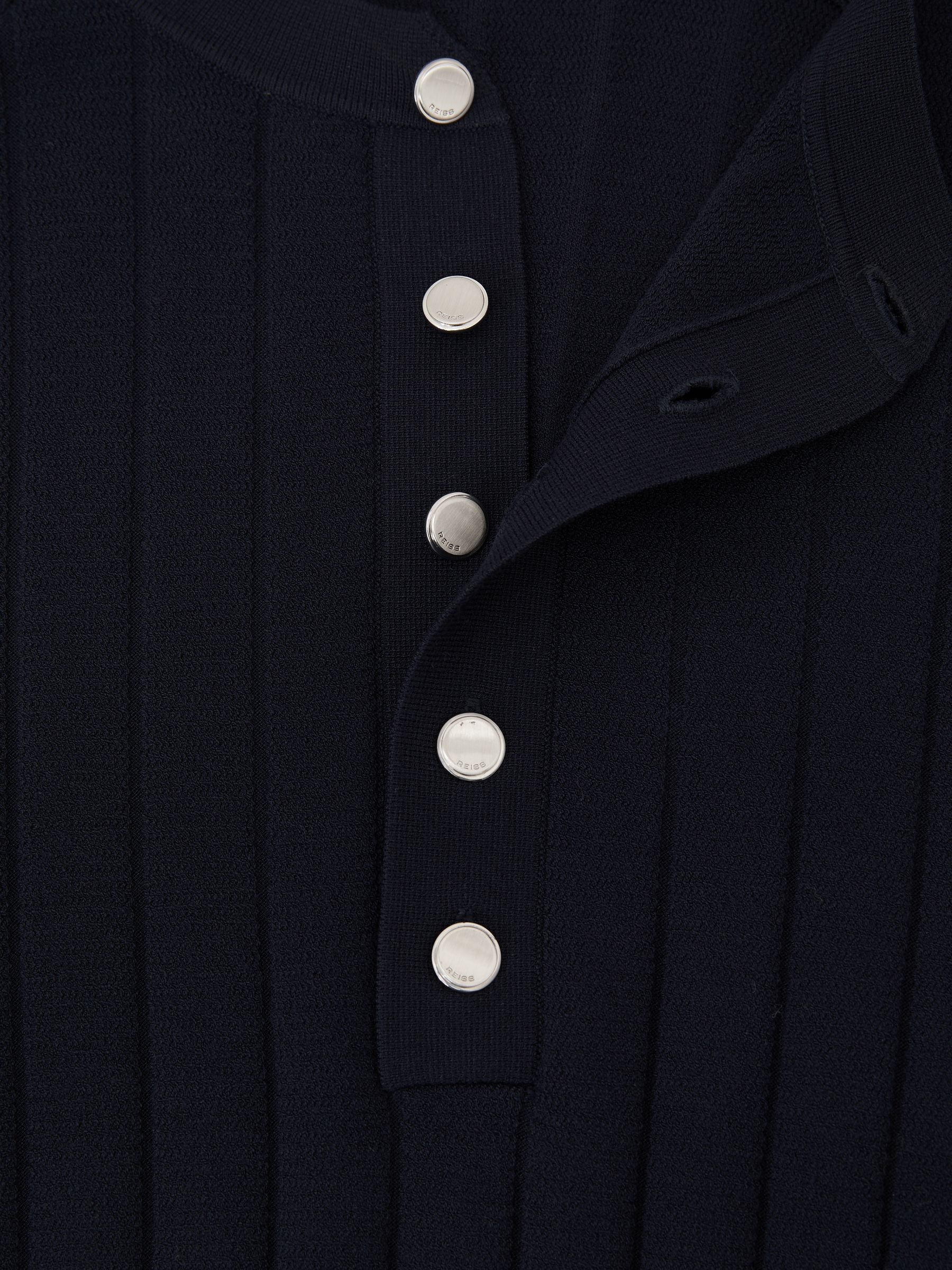 Wide-Rib Knit Henley Jumper in Navy - image 3
