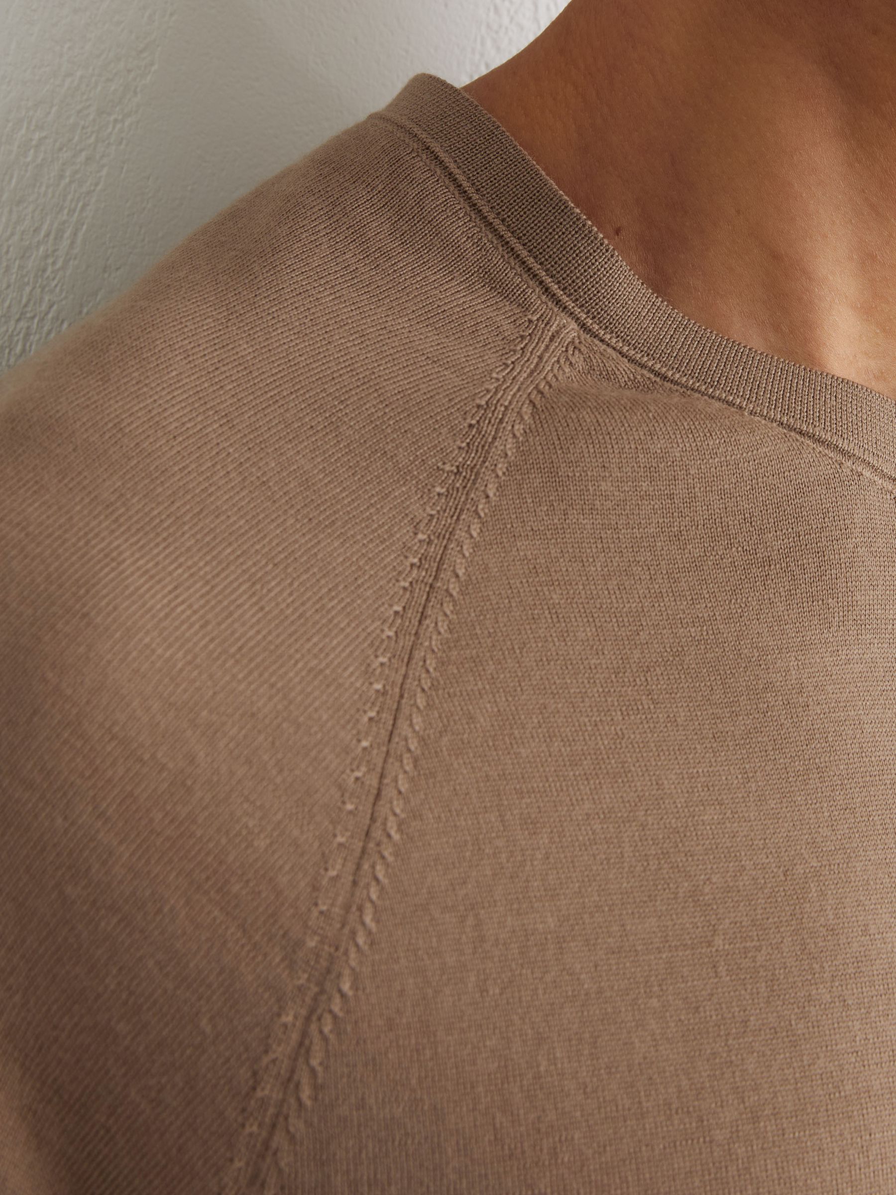 Merino Wool Raglan-Sleeve T-Shirt in Camel Brown - image 4