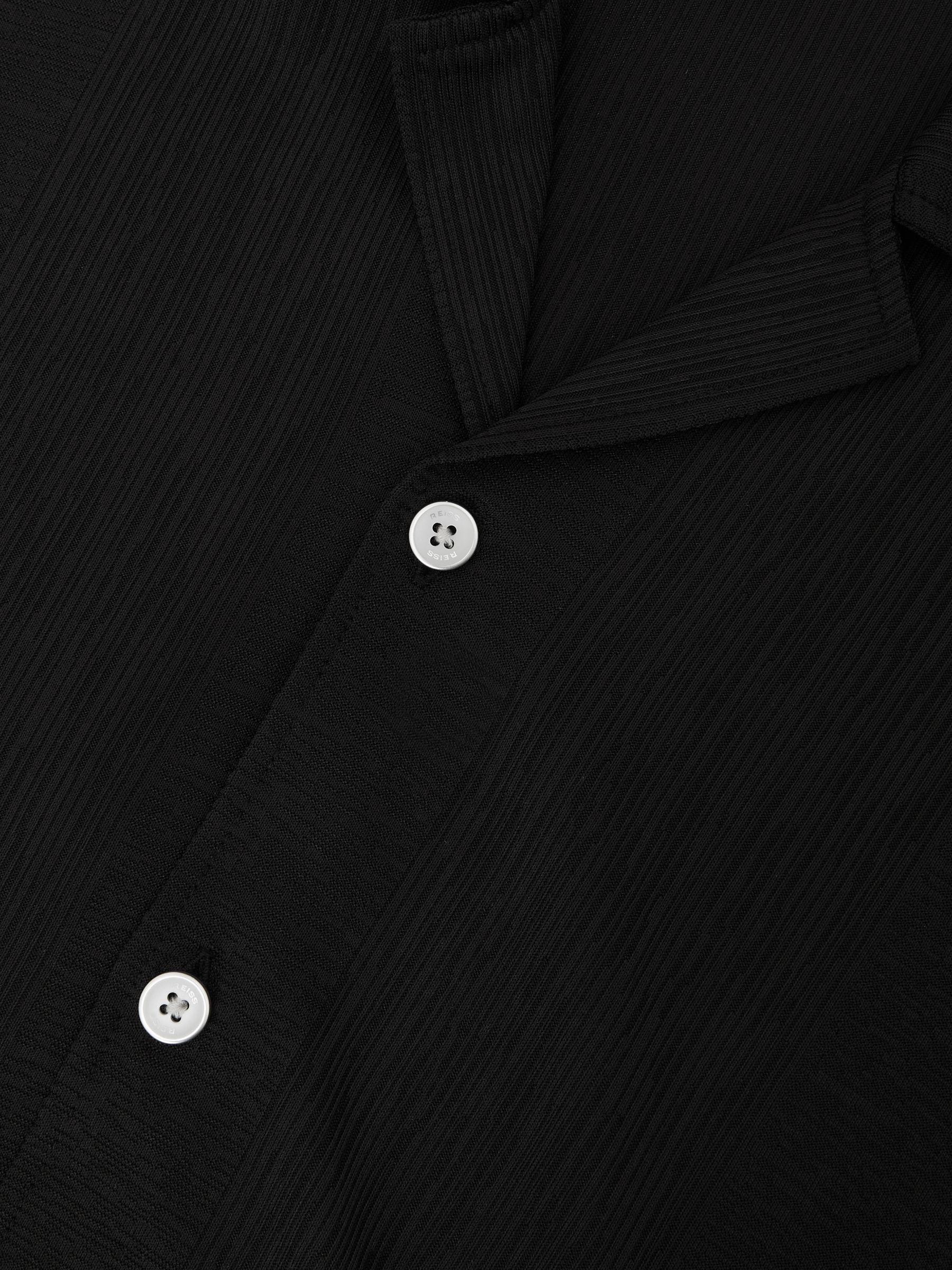 Jacquard-Stripe Cuban-Collar Shirt in Black - image 3