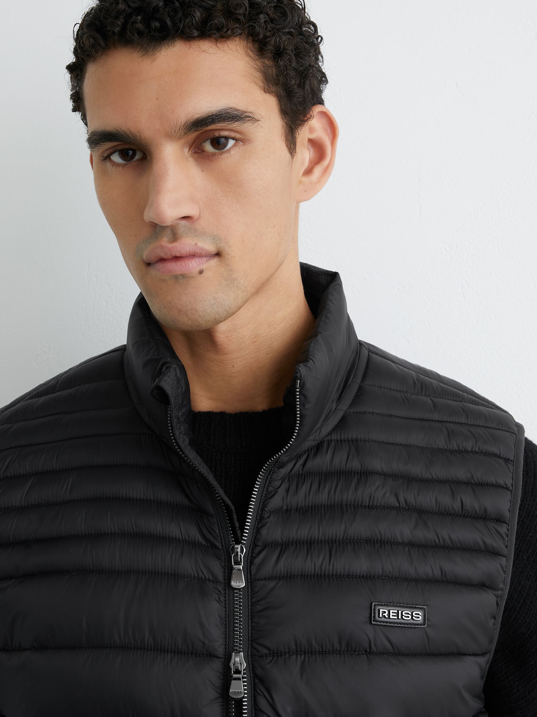 Quilted Zip-Through Gilet in Black - image 3