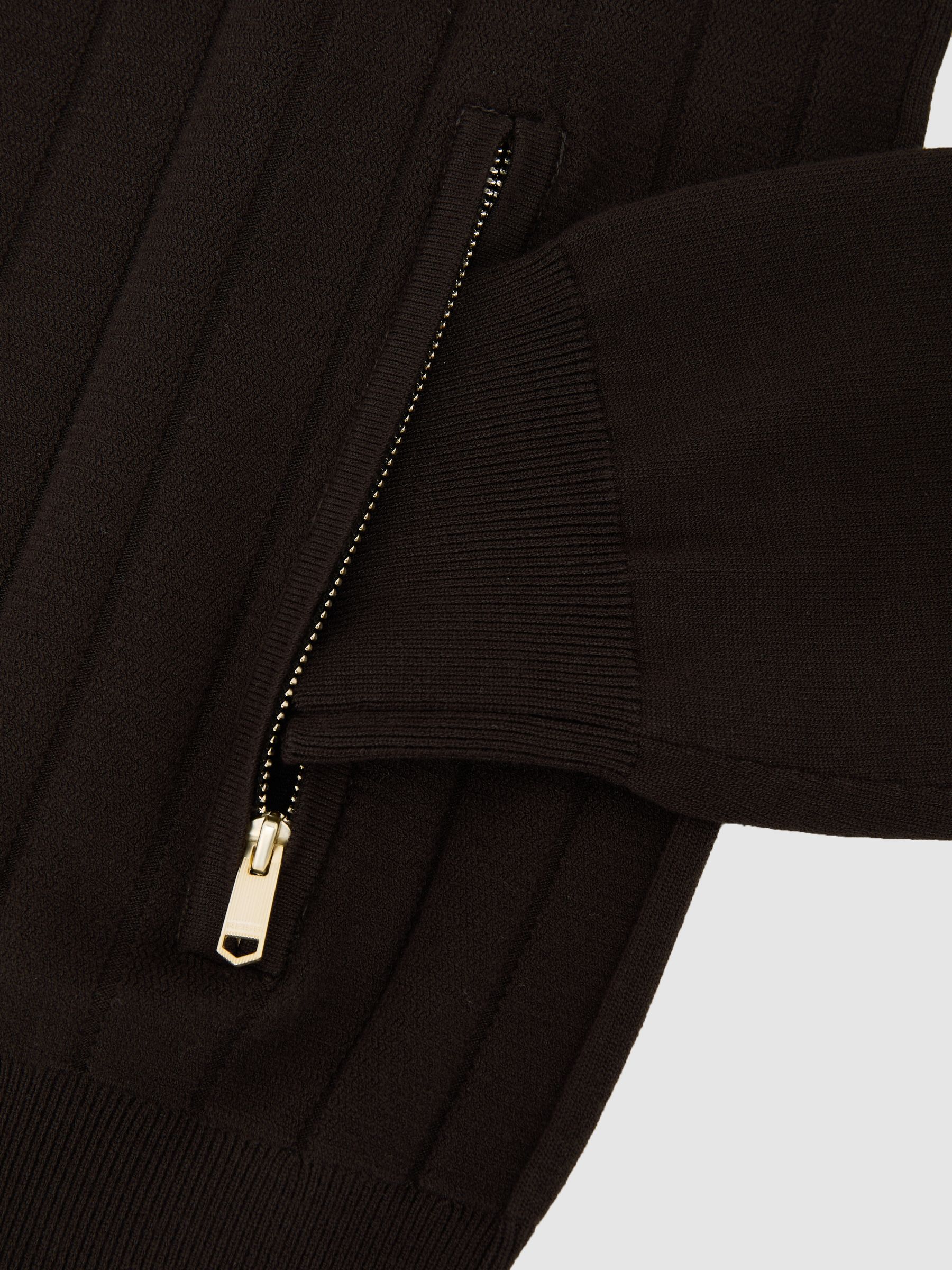 Wide-Rib Zip-Through Cardigan in Chocolate Brown - Image 7 of 7