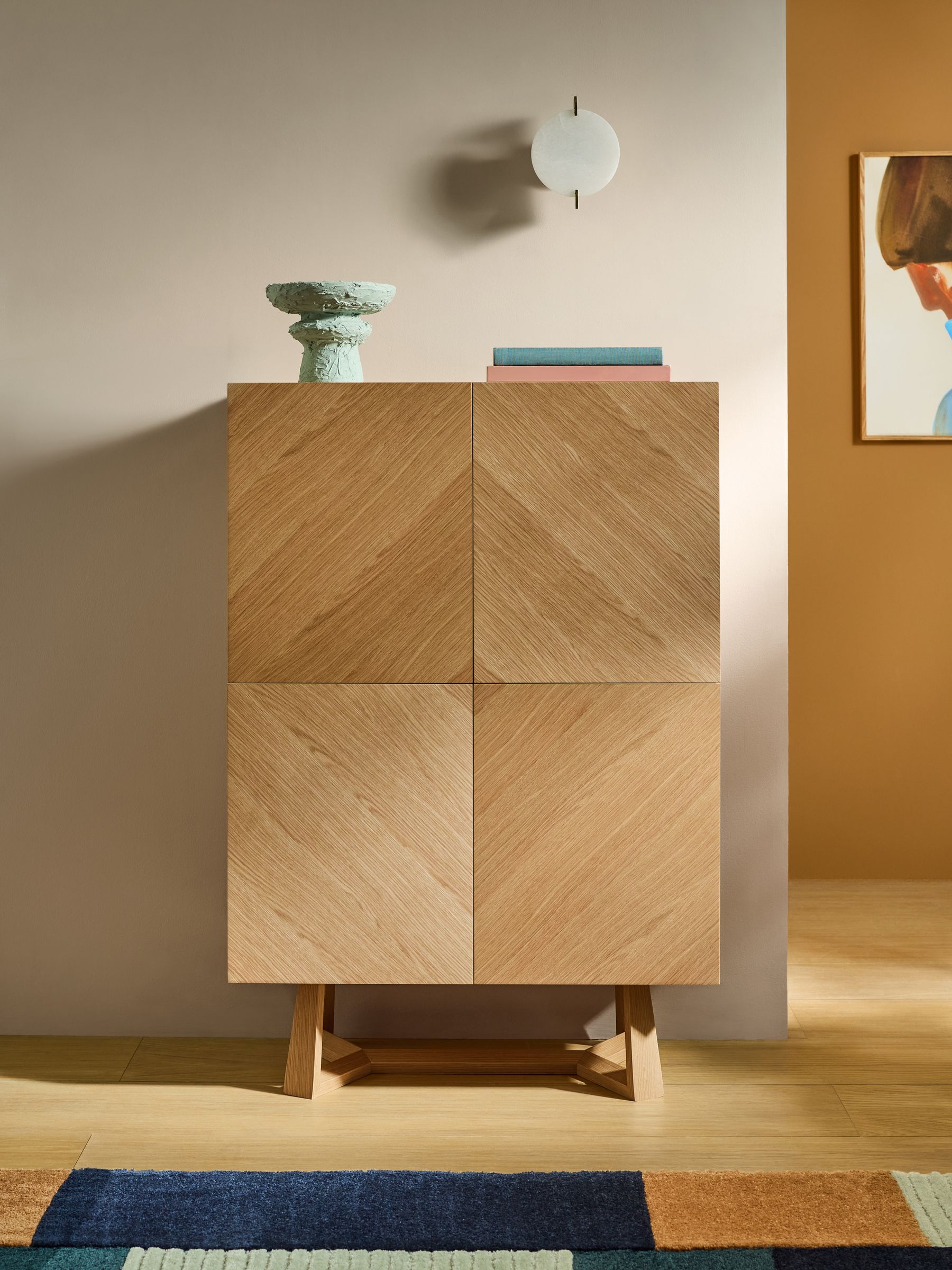 Belgrave Tall Sideboard in Oak - Image 1 of 7