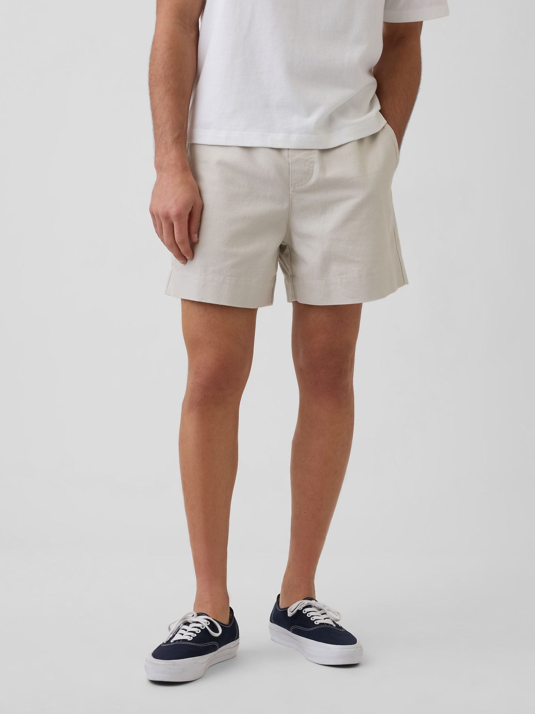 Grey 5.5 inch Linen-Blend Relaxed Shorts - Image 1 of 5