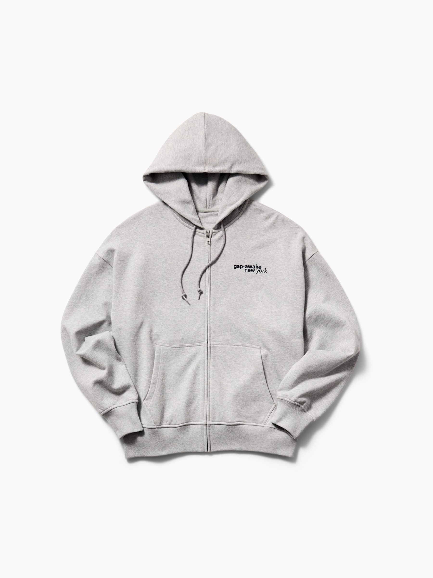 Gap x Awake NY Grey Heavyweight Oversized Logo Zip Hoodie | Gap