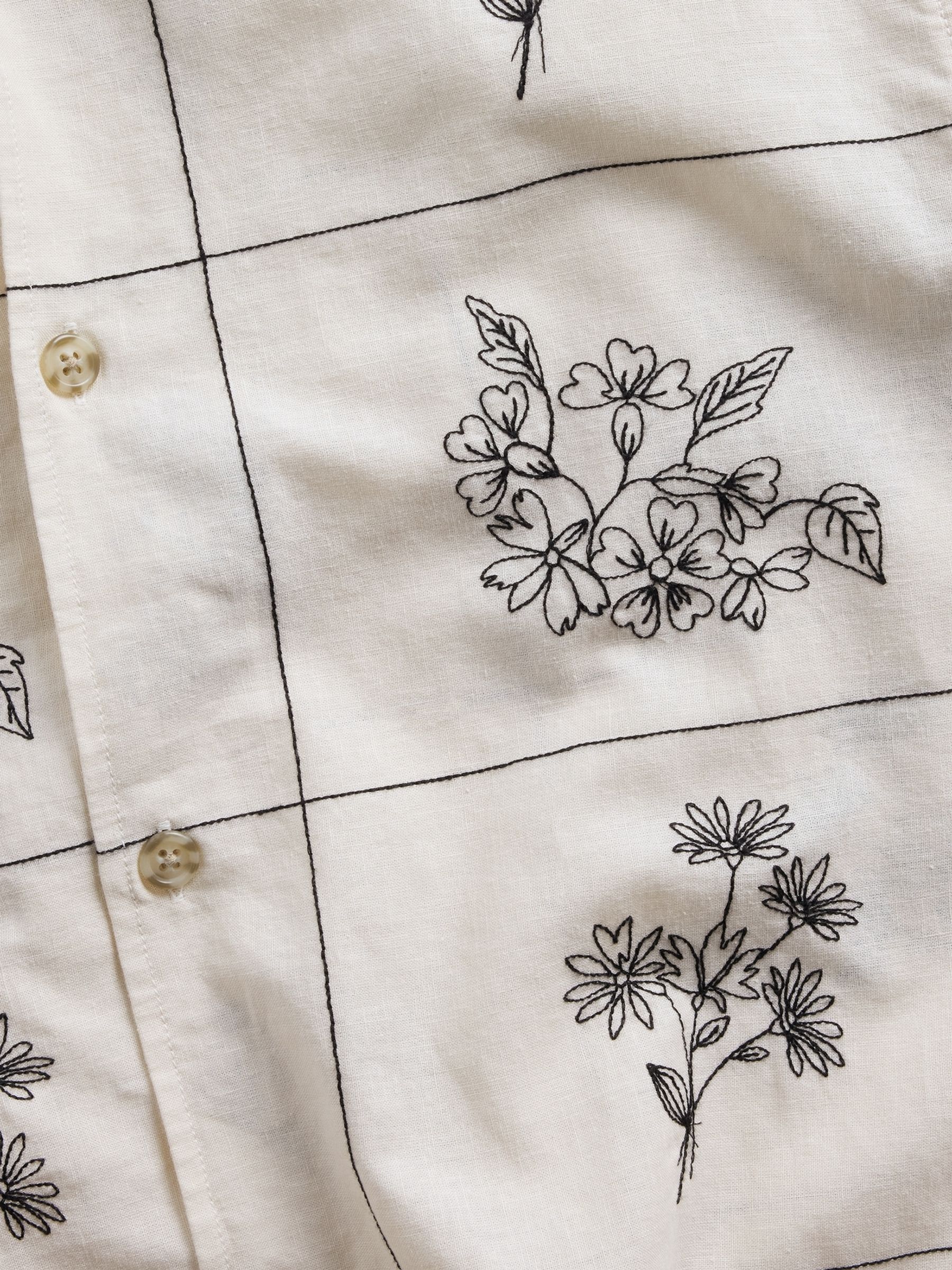 Cream Linen-Cotton Relaxed Straight-Hem Shirt - Image 4 of 4