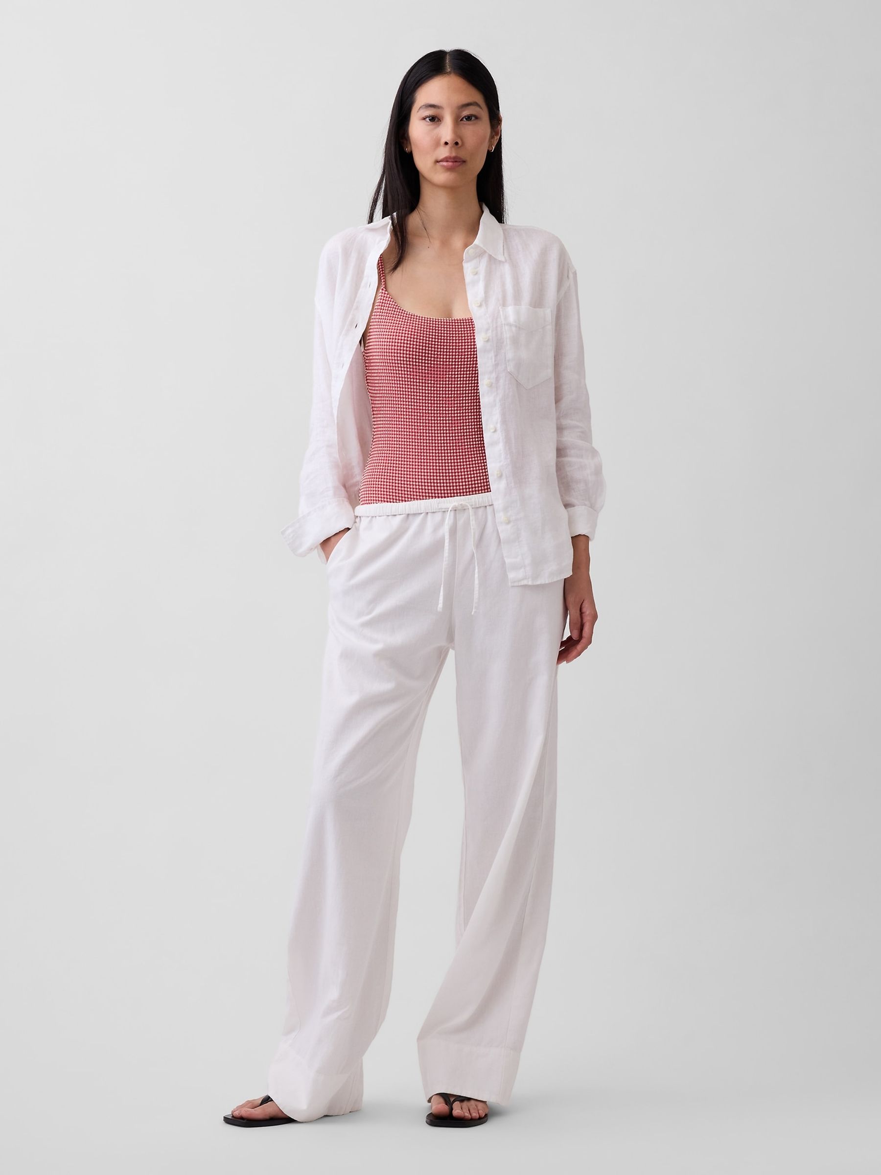 White Linen Oversized Shirt - Image 3 of 5