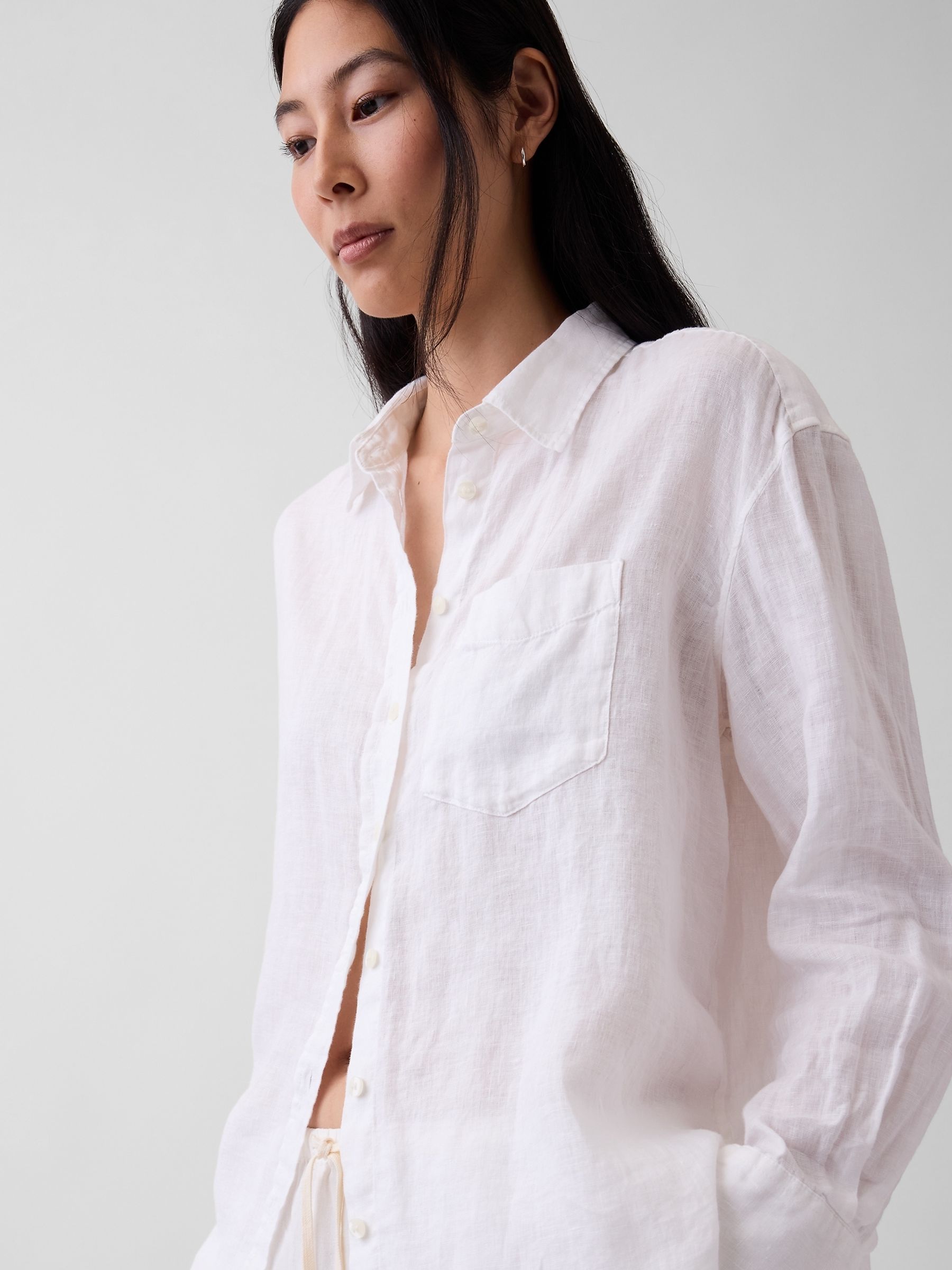 White Linen Oversized Shirt - Image 4 of 5