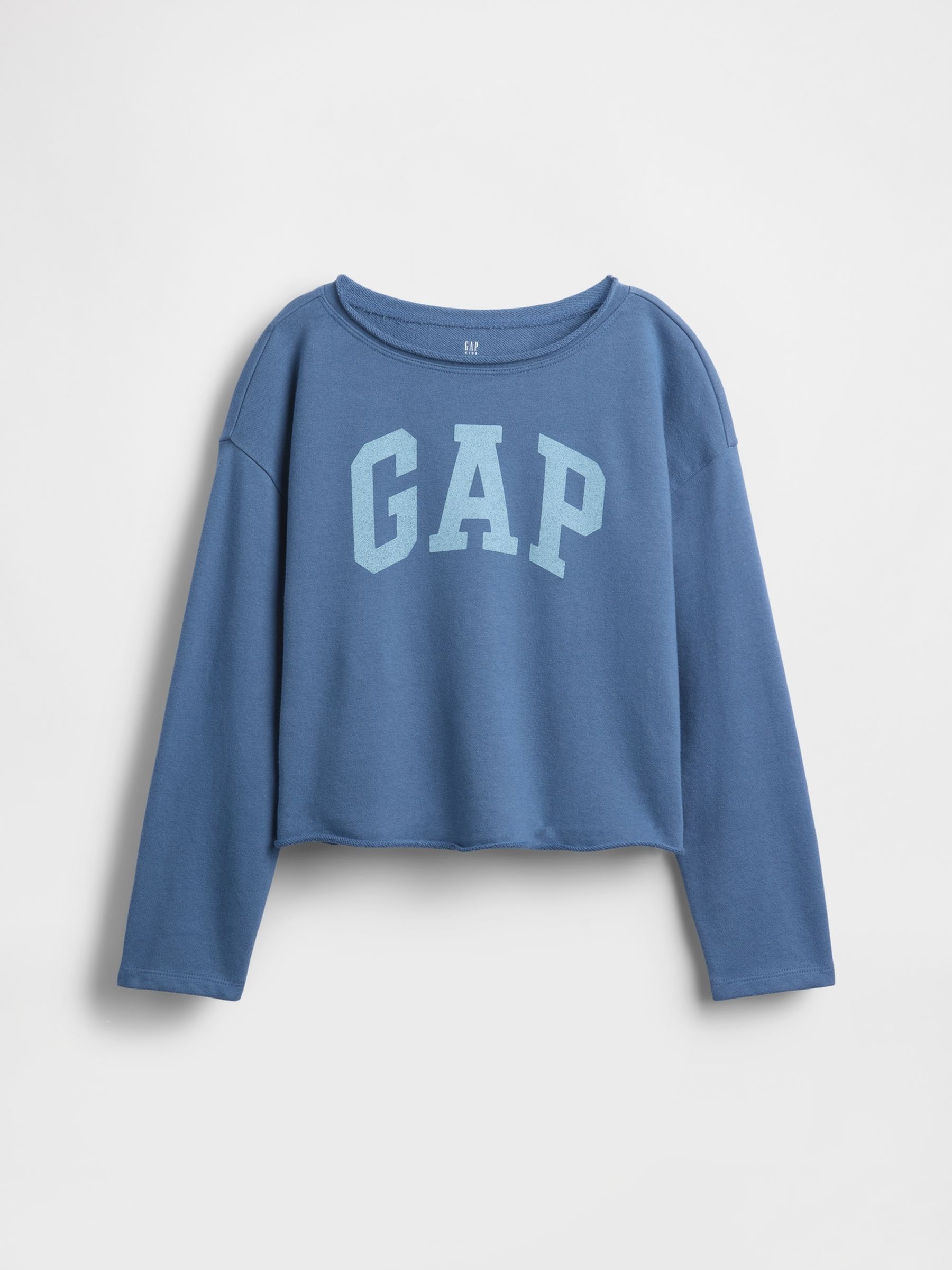 Blue French Terry Wide-Neck Logo Sweatshirt - Image 1 of 2