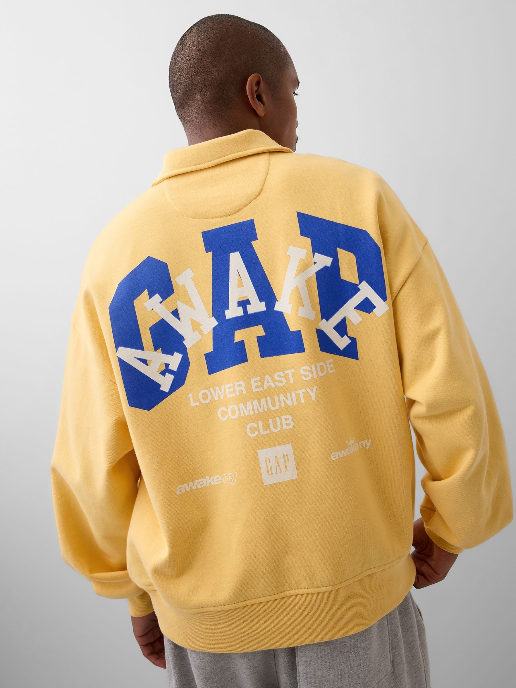 Gap x Awake NY Yellow Heavyweight Oversized Quarter-Zip Jumper - Image 2 of 5