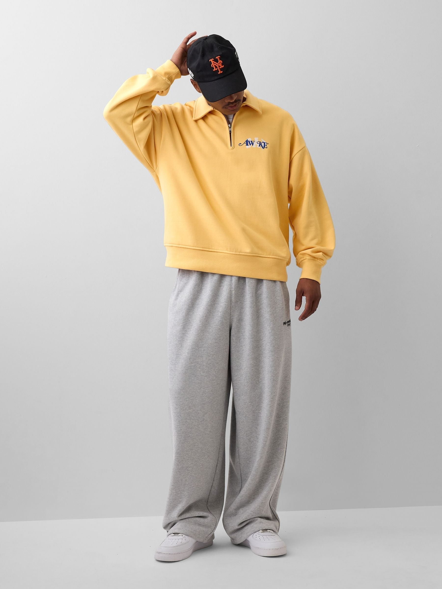 Gap x Awake NY Yellow Heavyweight Oversized Quarter-Zip Jumper - Image 3 of 5