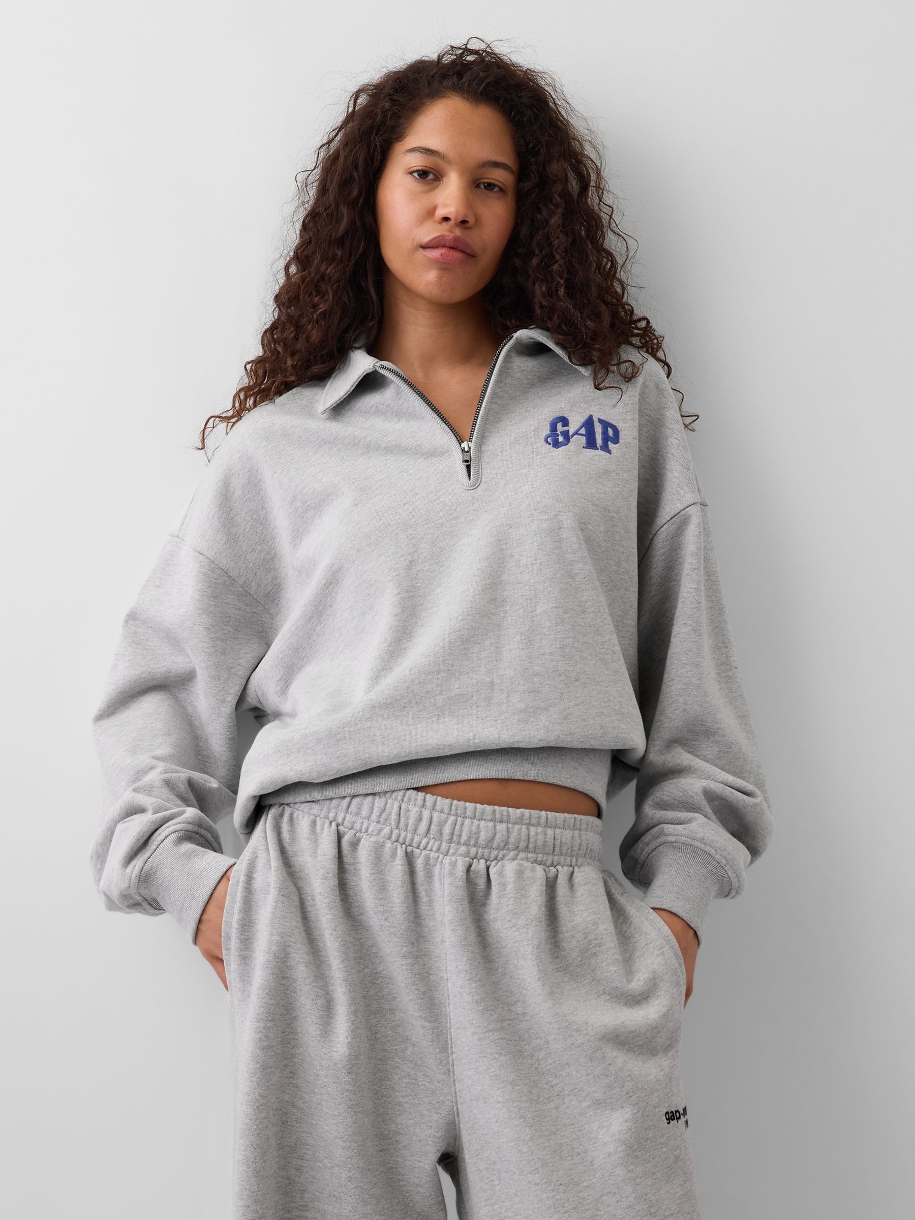 Gap x Awake NY Grey Heavyweight Oversized Quarter-Zip Jumper | Gap