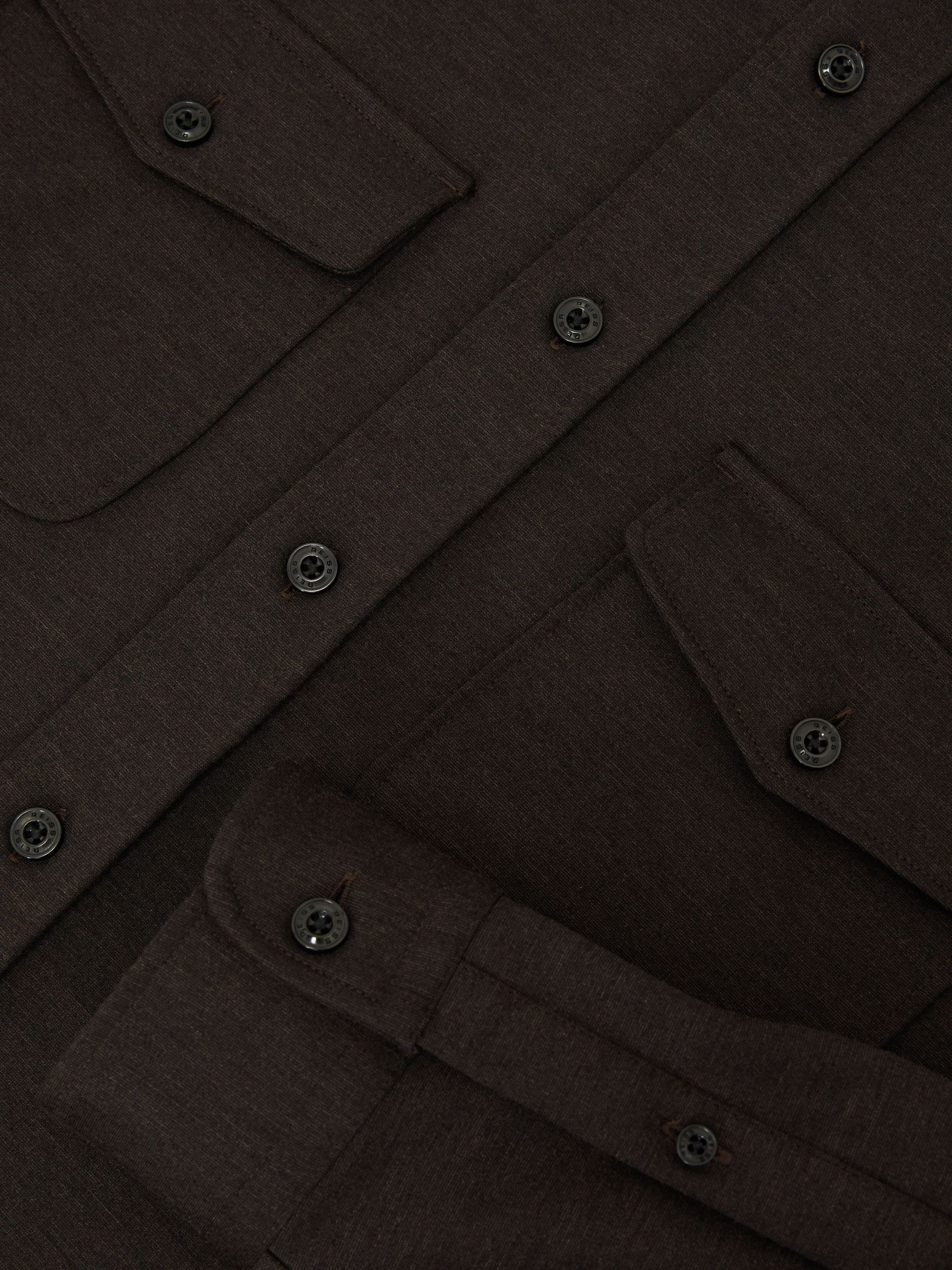 Twin-Pocket Button-Through Overshirt in Brown - Image 8 of 8