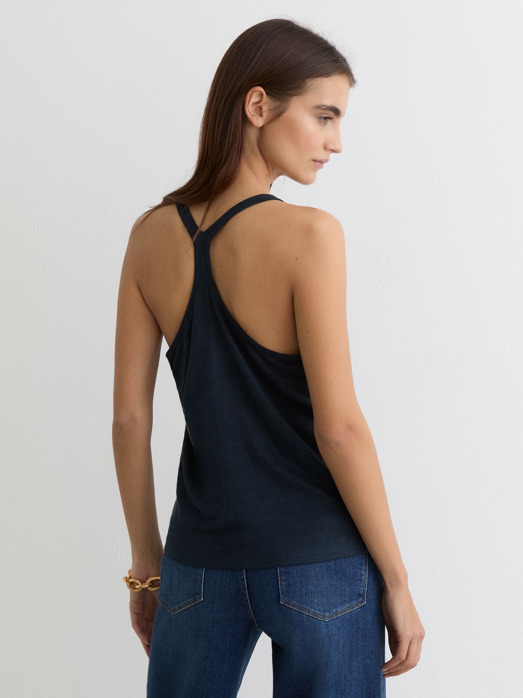 Linen Racer-Back Vest in Navy - image 5