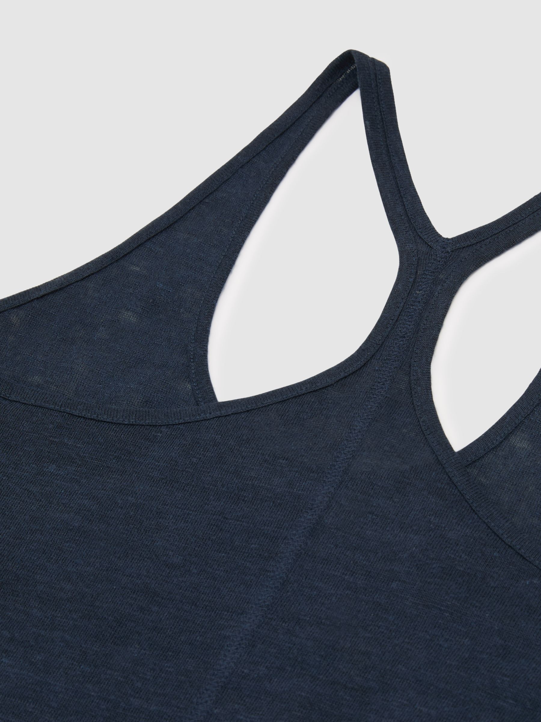 Linen Racer-Back Vest in Navy - Image 7 of 7