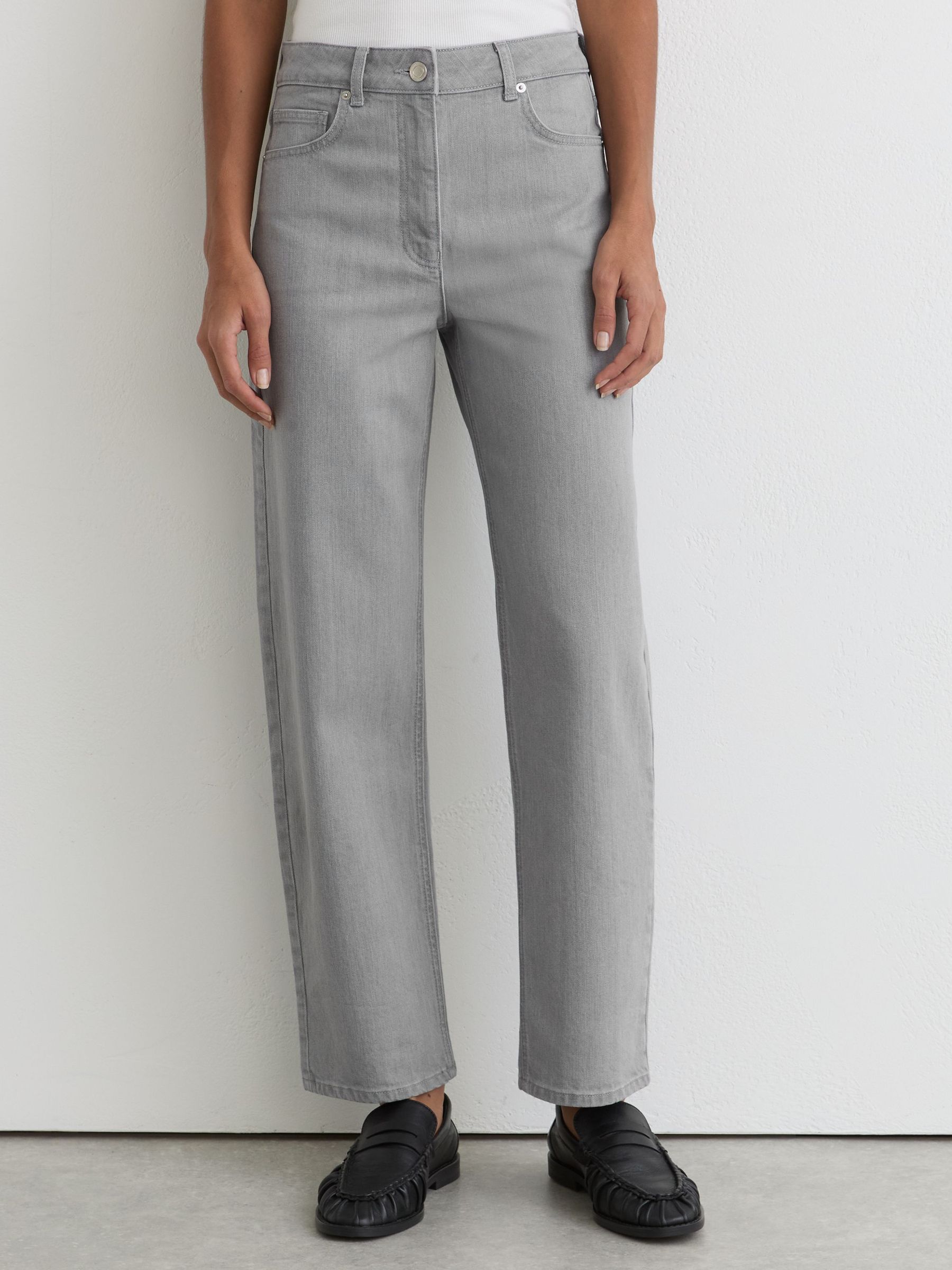 Petite Mid-Rise Straight-Leg Jeans in Grey - image 2