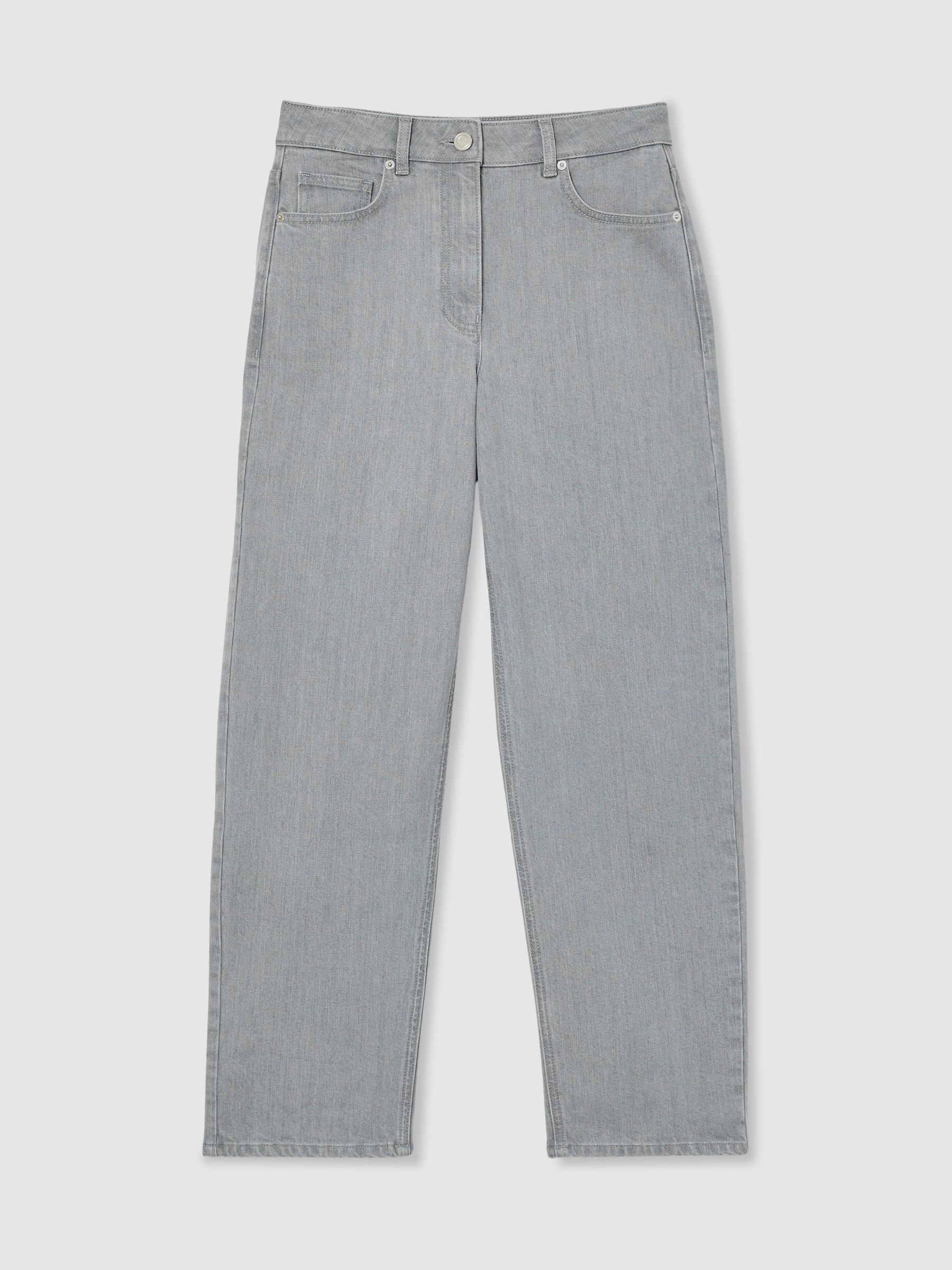 Petite Mid-Rise Straight-Leg Jeans in Grey - image 1