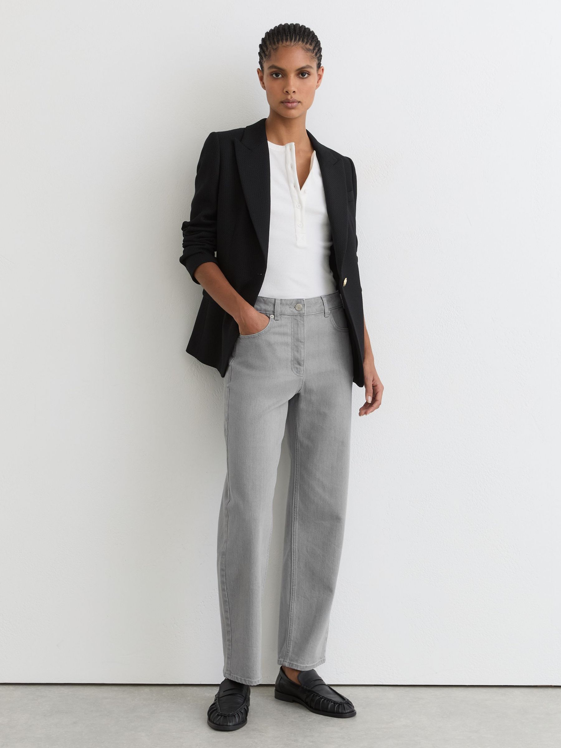 Mid-Rise Straight-Leg Jeans in Grey - image 2