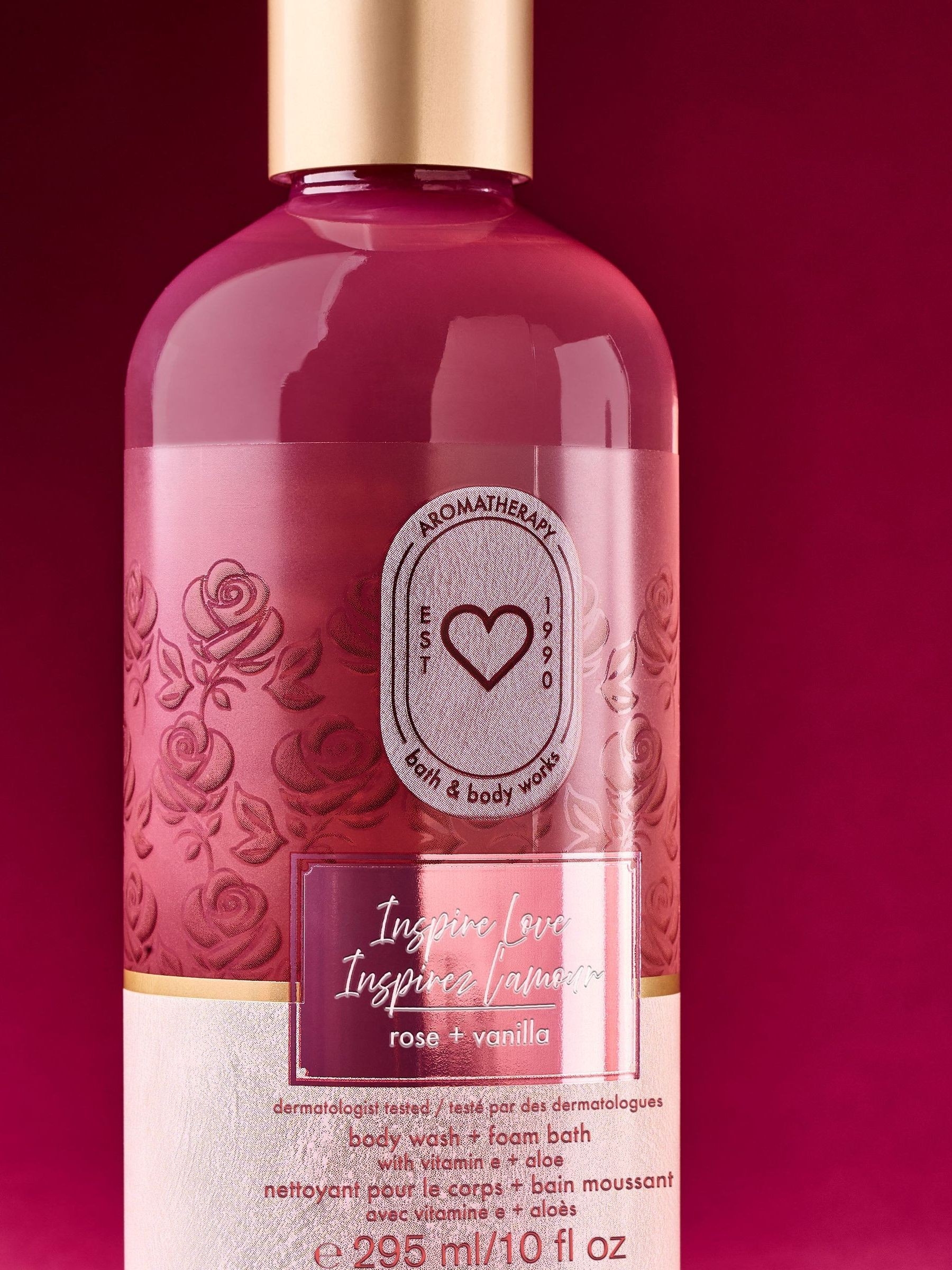 Inspire Love Rose Vanilla Body Wash & Foam Bath 295ml - Image 2 of 3