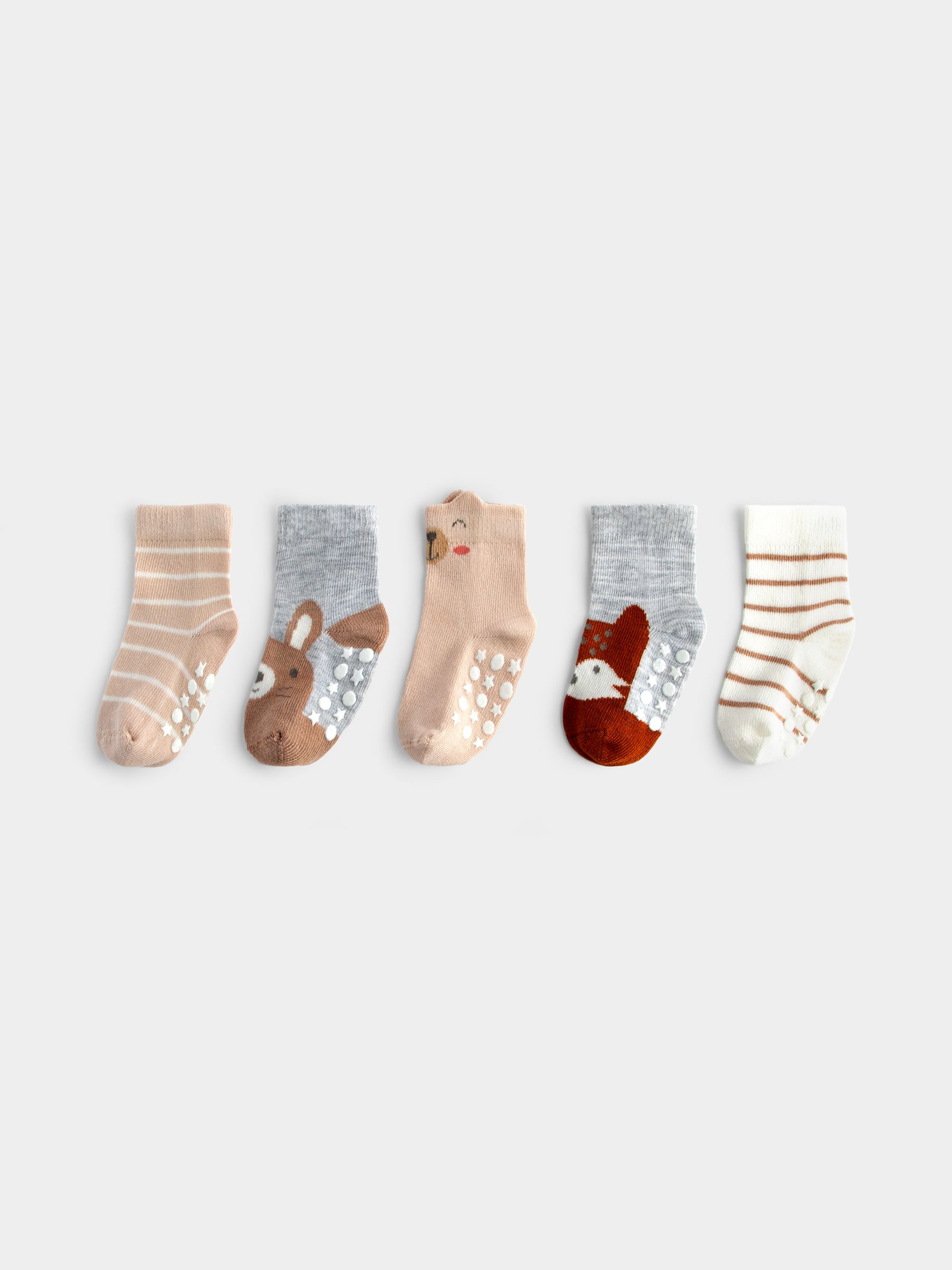 Brown 5-Pack Animal Socks - Image 3 of 4