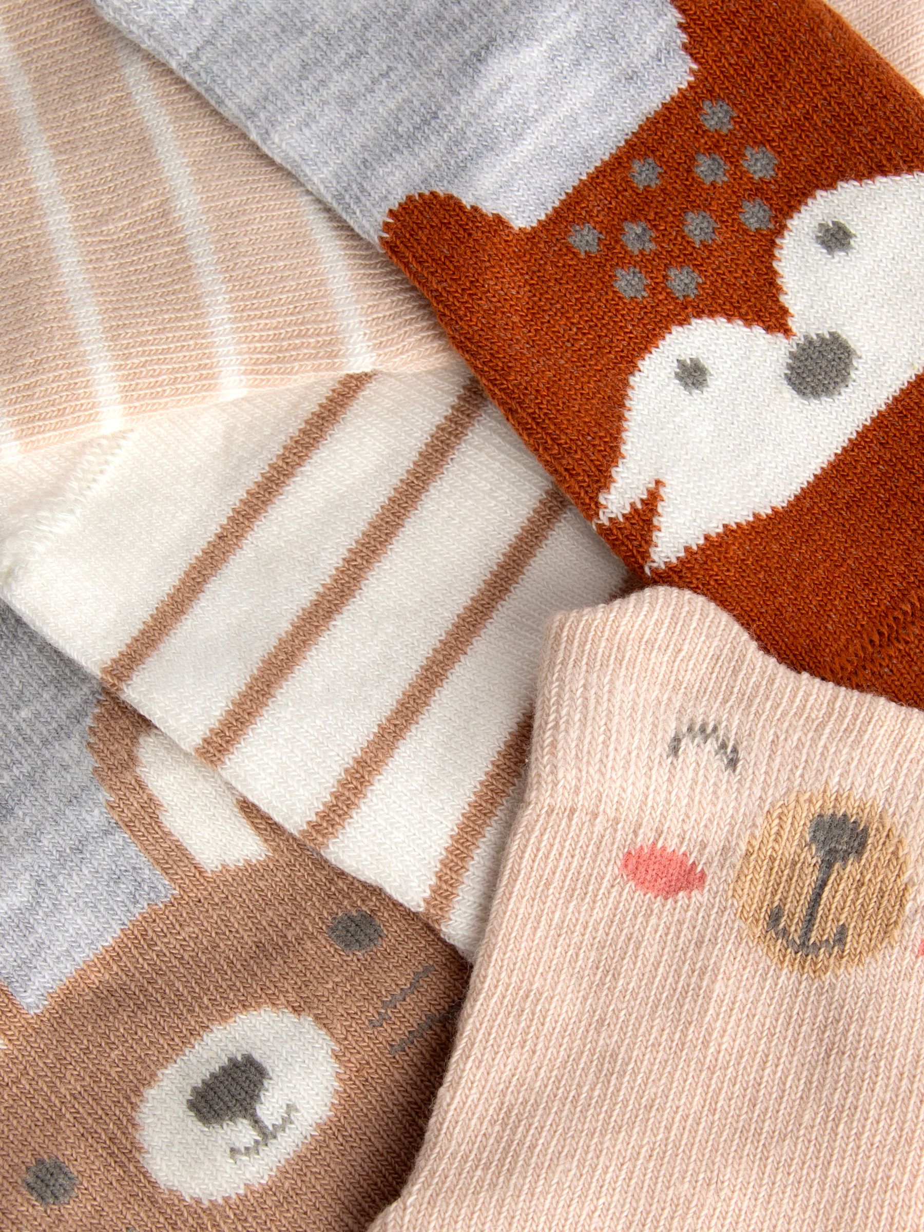Brown 5-Pack Animal Socks - Image 4 of 4