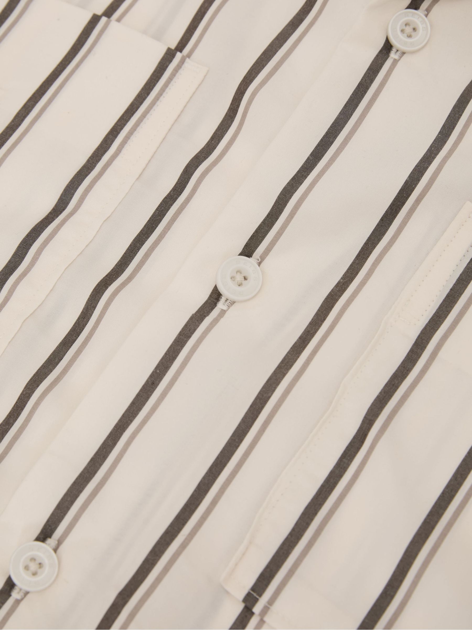 Lyocell Stripe Relaxed Cuban-Collar Shirt in Ivory White - Image 6 of 6