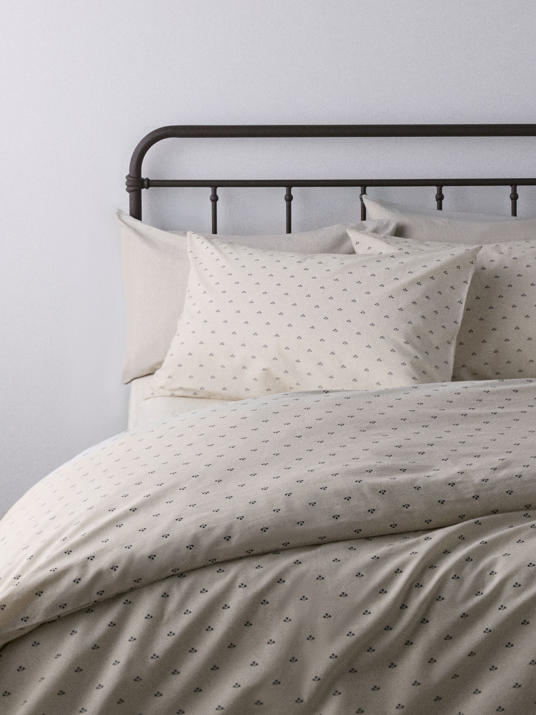 The Set 8 Piece Natural Geo/Fine Stripe Duvet Cover and Pillowcase Set with Fitted Sheets - Image 1 of 4
