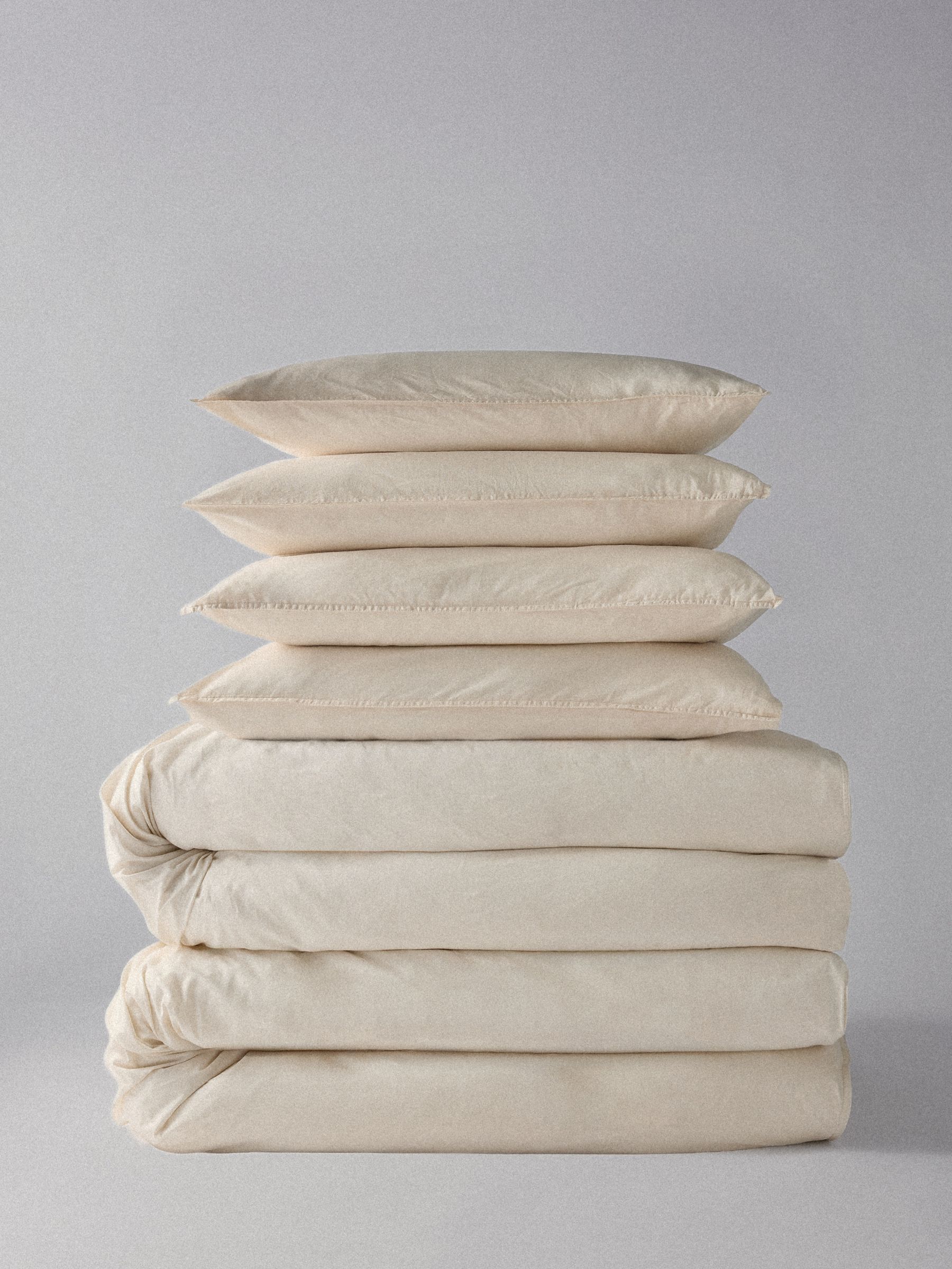 The Set 2 Pack Cream Washed Cotton Bedsets with Fitted Sheets - Image 1 of 4 The Set 2 Pack Cream Washed Cotton Bedsets with Fitted Sheets - Image 1 of 4