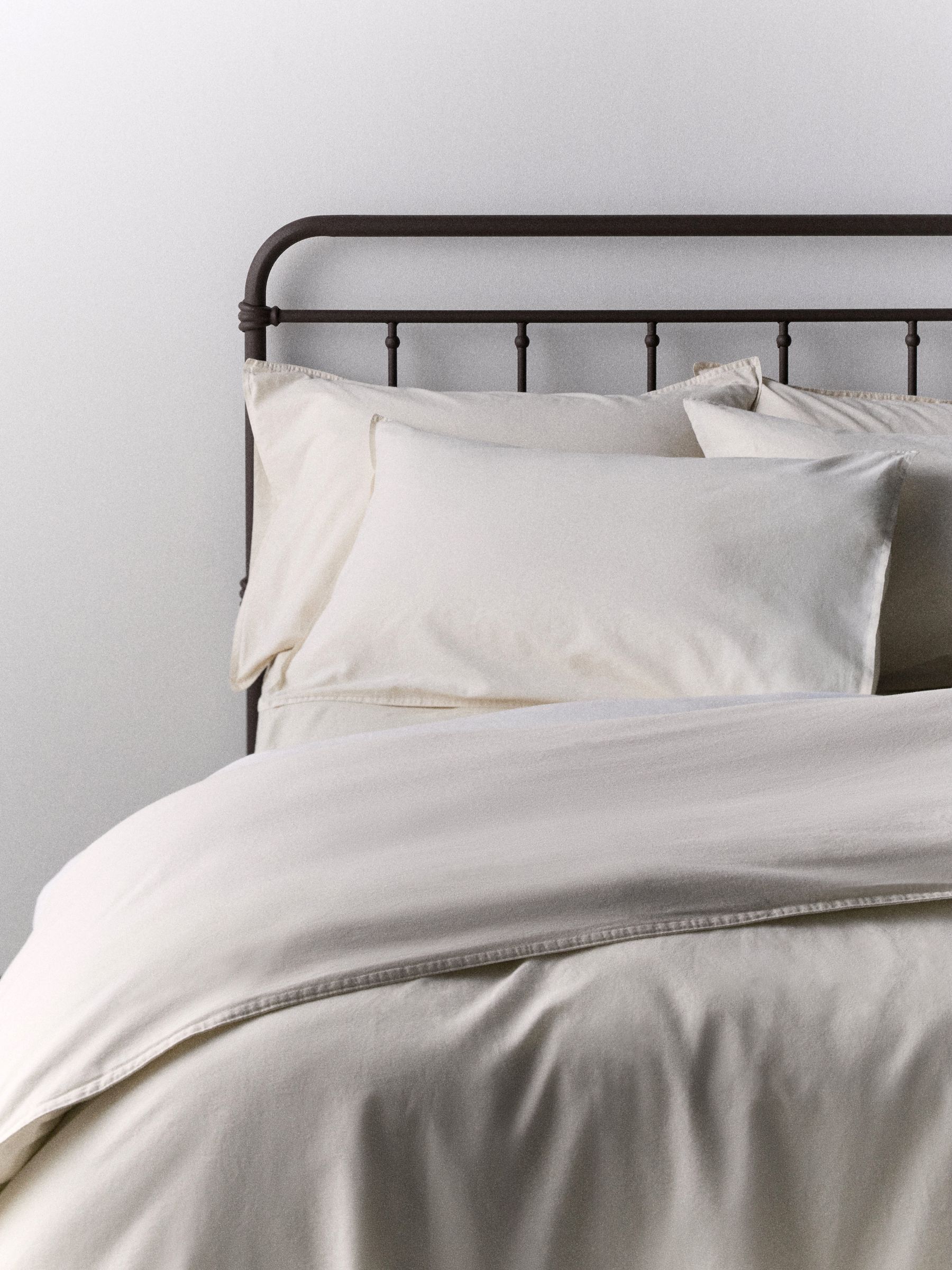 The Set 2 Pack Cream Washed Cotton Bedsets with Fitted Sheets - Image 2 of 4 The Set 2 Pack Cream Washed Cotton Bedsets with Fitted Sheets - Image 2 of 4