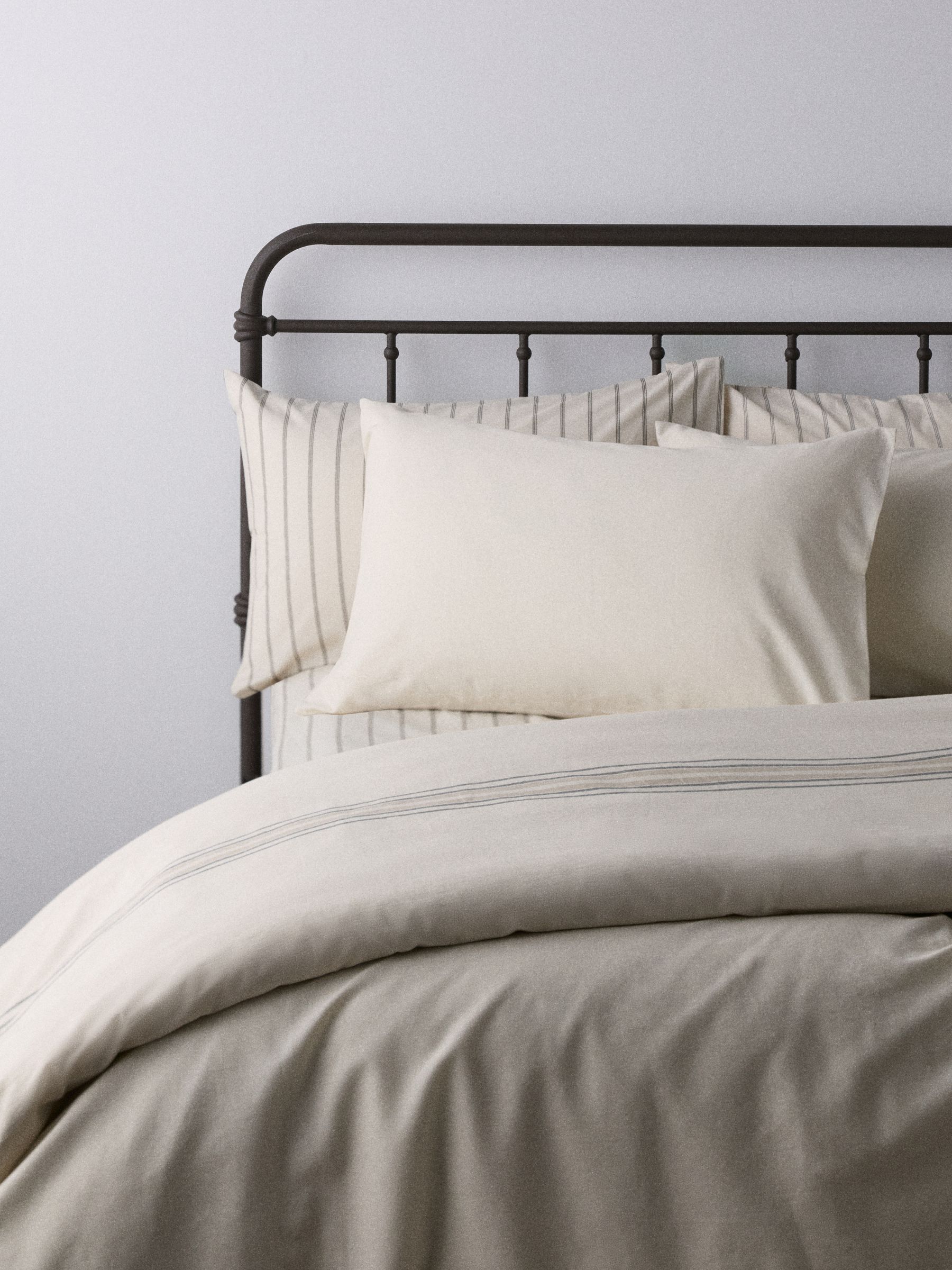 The Set 8 Piece Natural Placement Stripe Duvet Cover and Pillowcase Set with Fitted Sheets - Image 1 of 4 The Set 8 Piece Natural Placement Stripe Duvet Cover and Pillowcase Set with Fitted Sheets - Image 1 of 4
