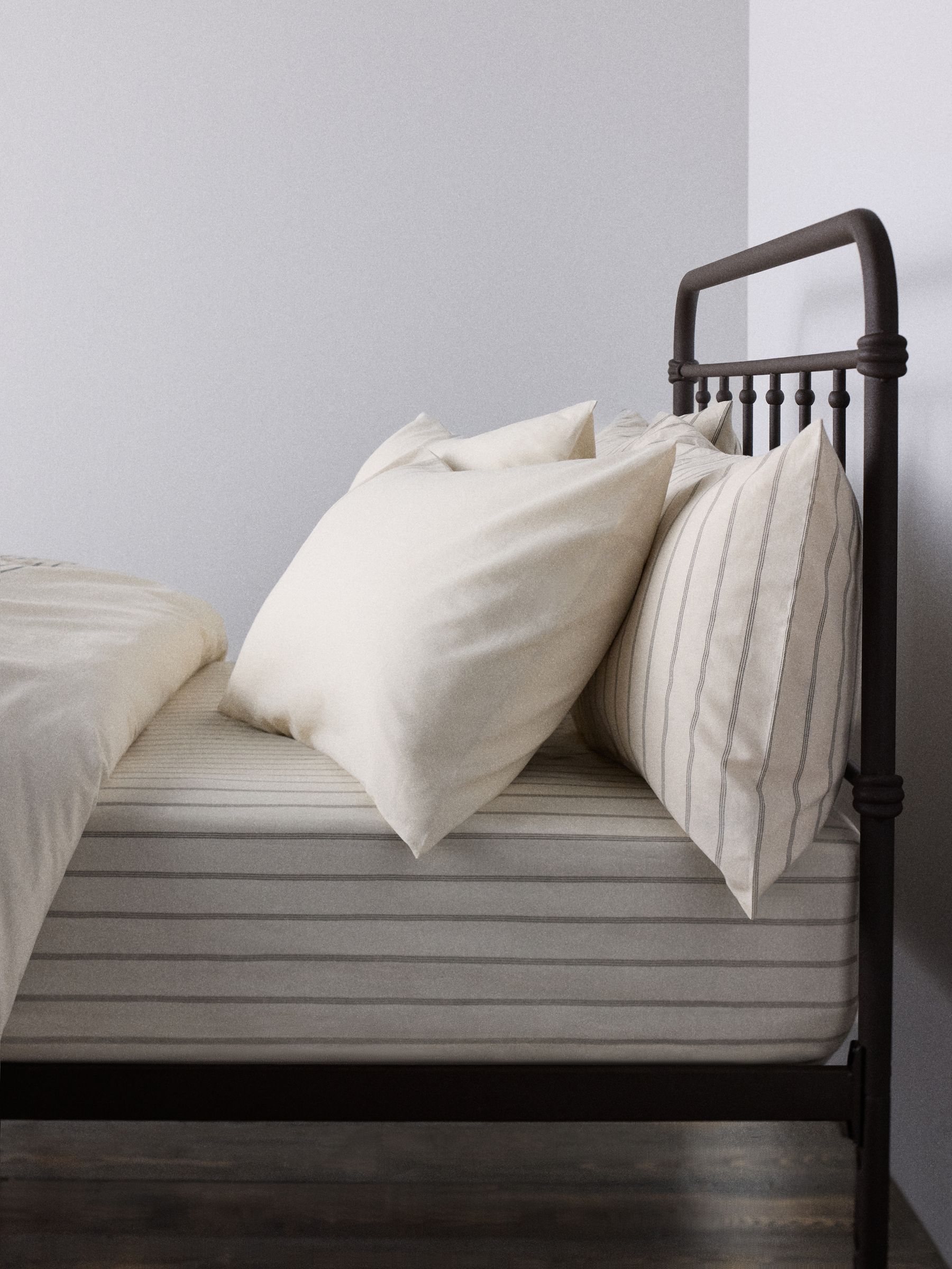 The Set 8 Piece Natural Placement Stripe Duvet Cover and Pillowcase Set with Fitted Sheets - Image 2 of 4 The Set 8 Piece Natural Placement Stripe Duvet Cover and Pillowcase Set with Fitted Sheets - Image 2 of 4