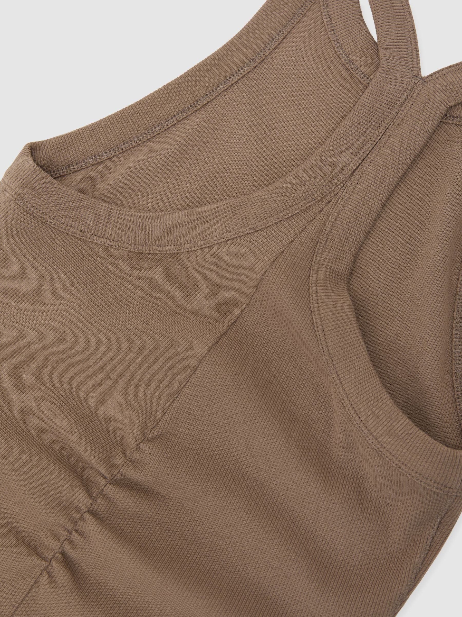 Stretch-Cotton Ribbed Racer-Back Vest in Taupe Neutral - image 3