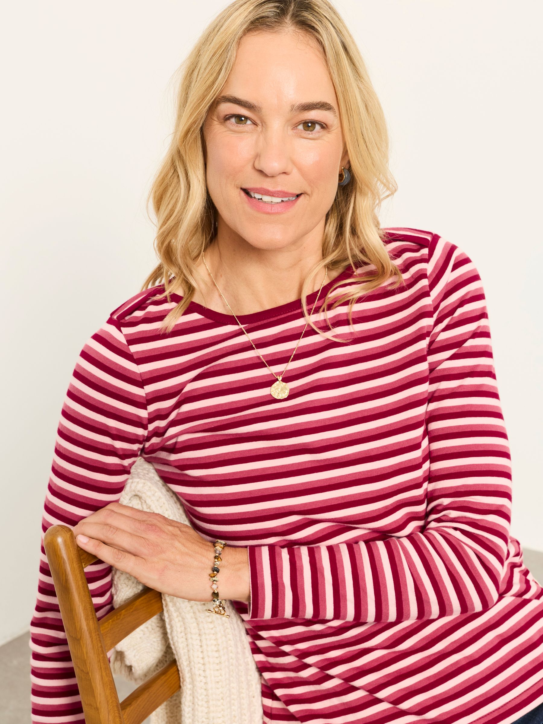 Breton Pink Long Sleeve Stripe T-Shirt - Image 5 of 6