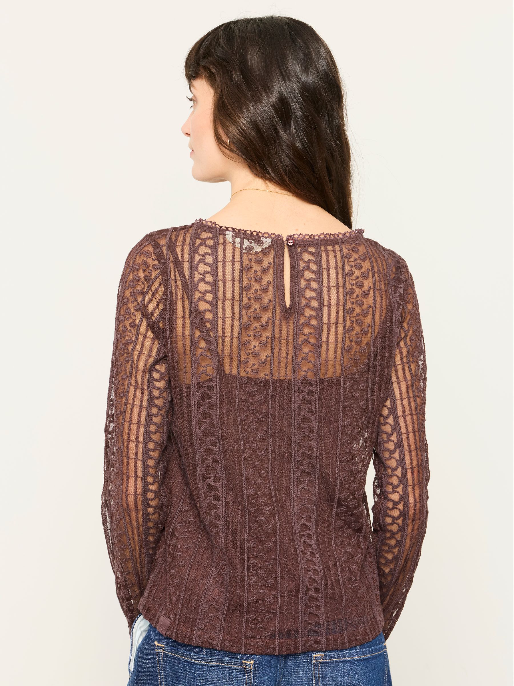 Lottie Chocolate Brown Lace 2 in 1 Top - Image 2 of 6