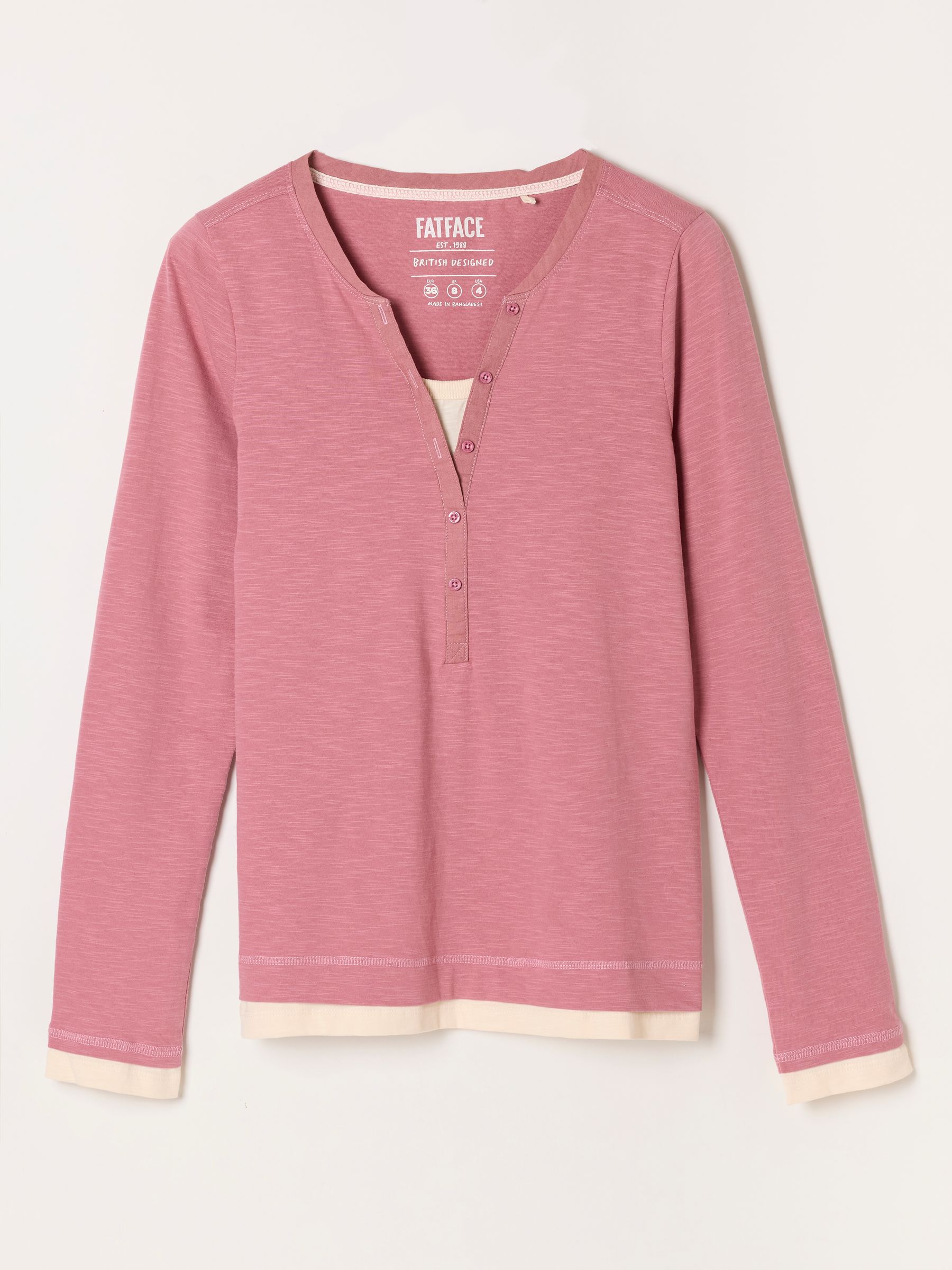 Mia Dusky Pink Henley Top - Image 6 of 6