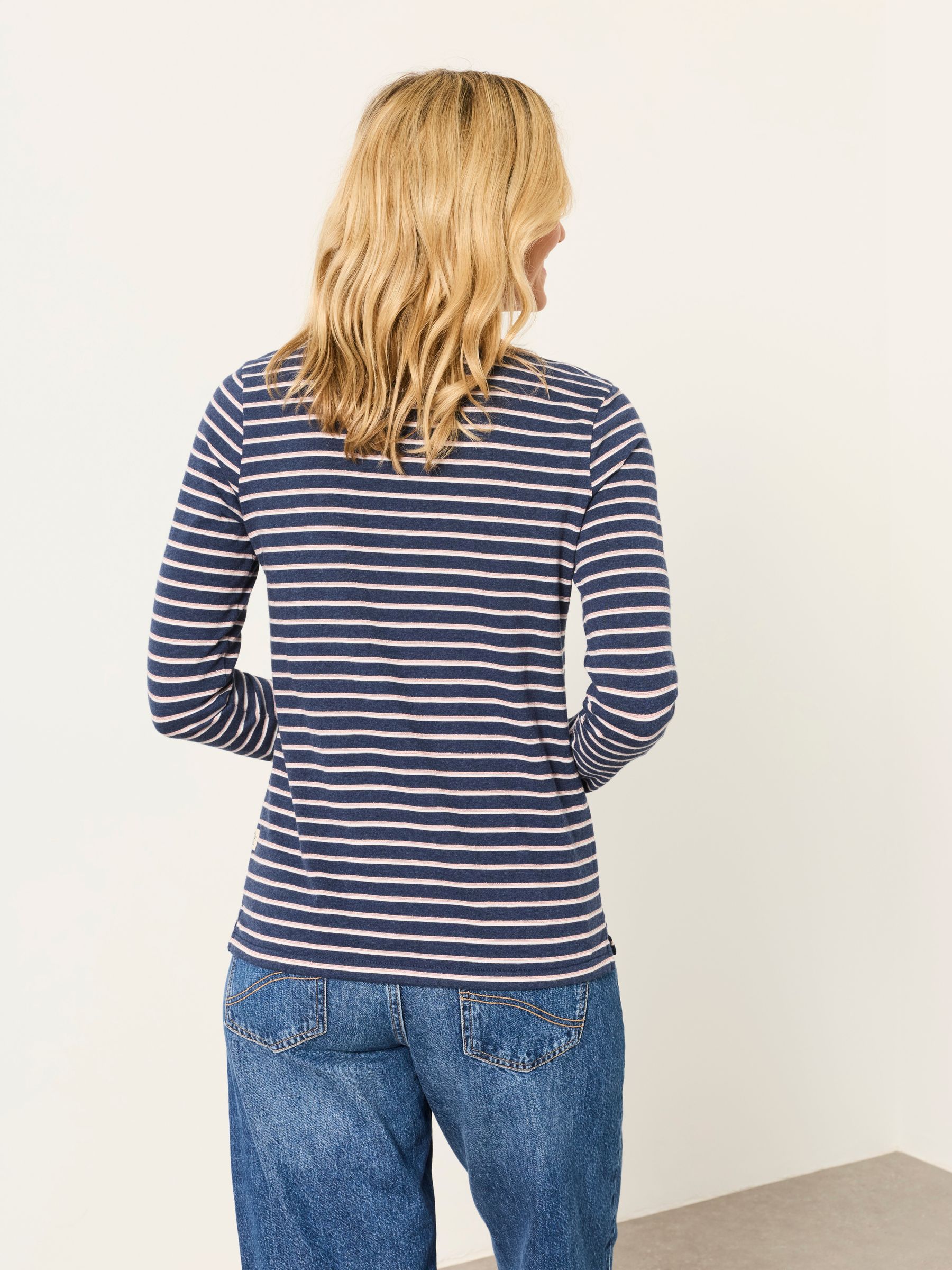 Breton Navy Metallic Long Sleeve Stripe T-Shirt - Image 2 of 6 Breton Navy Metallic Long Sleeve Stripe T-Shirt - Image 2 of 6