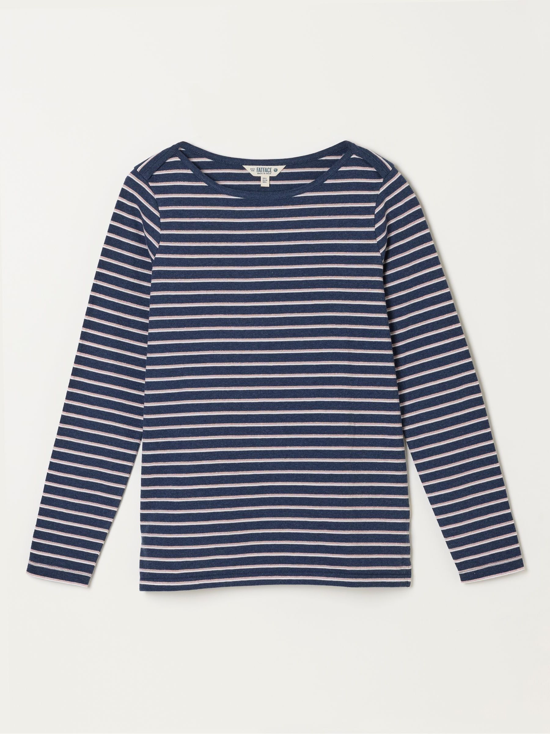 Breton Navy Metallic Long Sleeve Stripe T-Shirt - Image 6 of 6