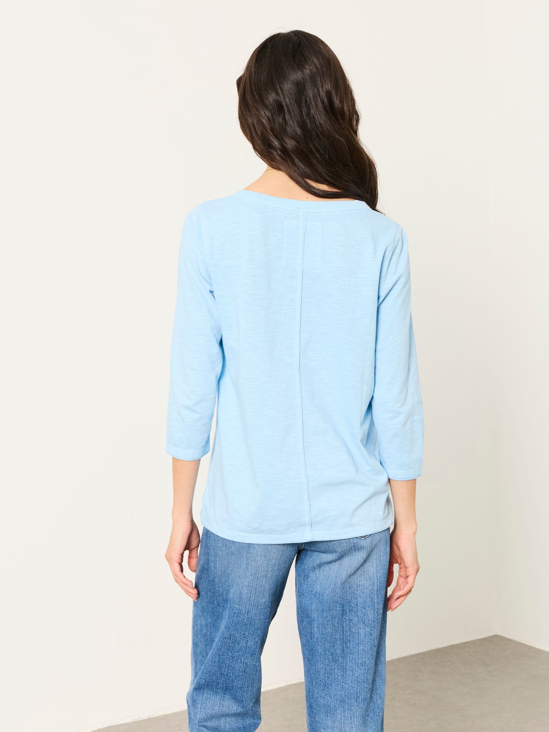 Aster Pale Blue 3/4 Sleeve V-Neck T-Shirt - Image 2 of 5 Aster Pale Blue 3/4 Sleeve V-Neck T-Shirt - Image 2 of 5