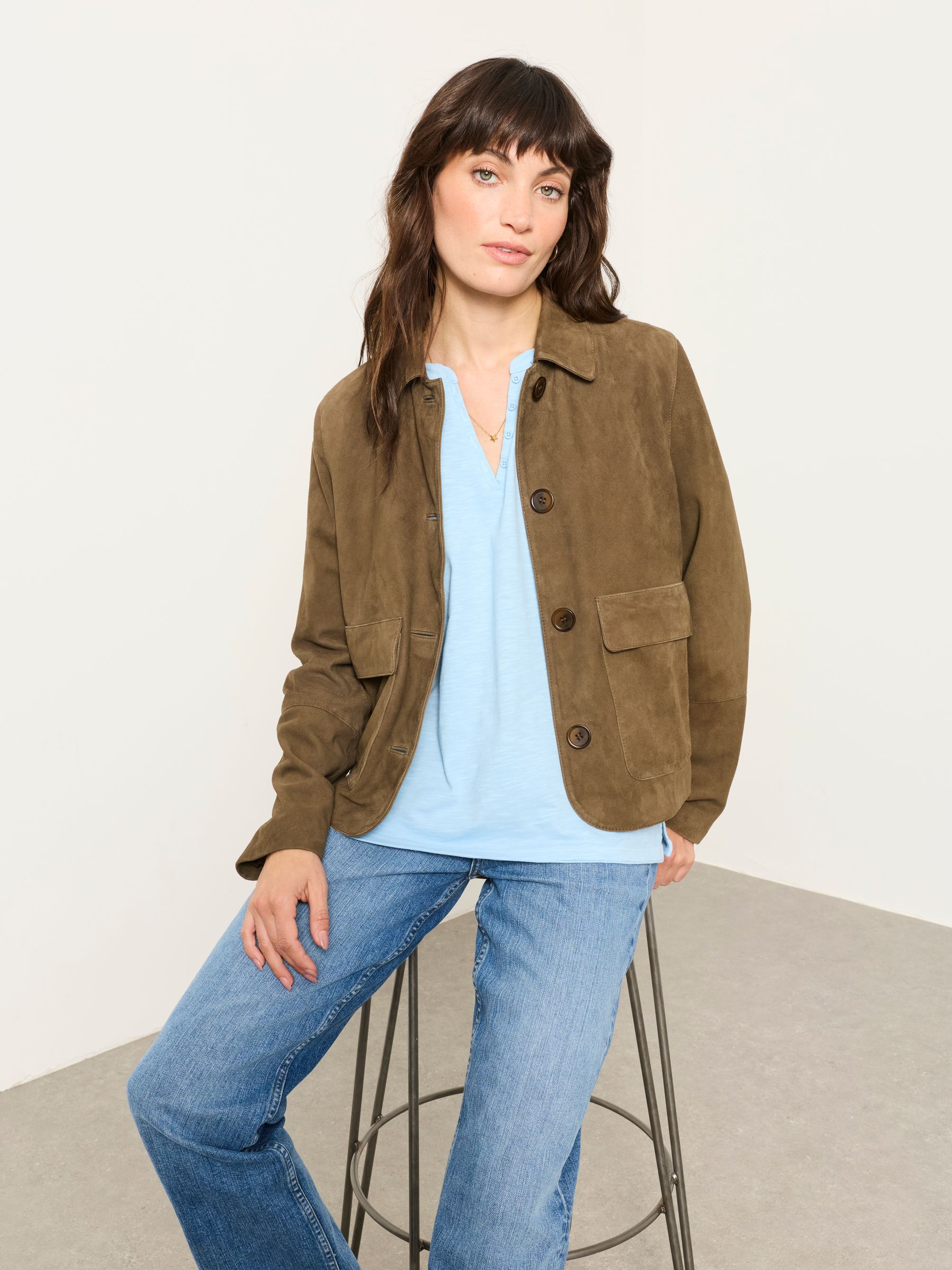 Aster Pale Blue 3/4 Sleeve V-Neck T-Shirt - Image 3 of 5