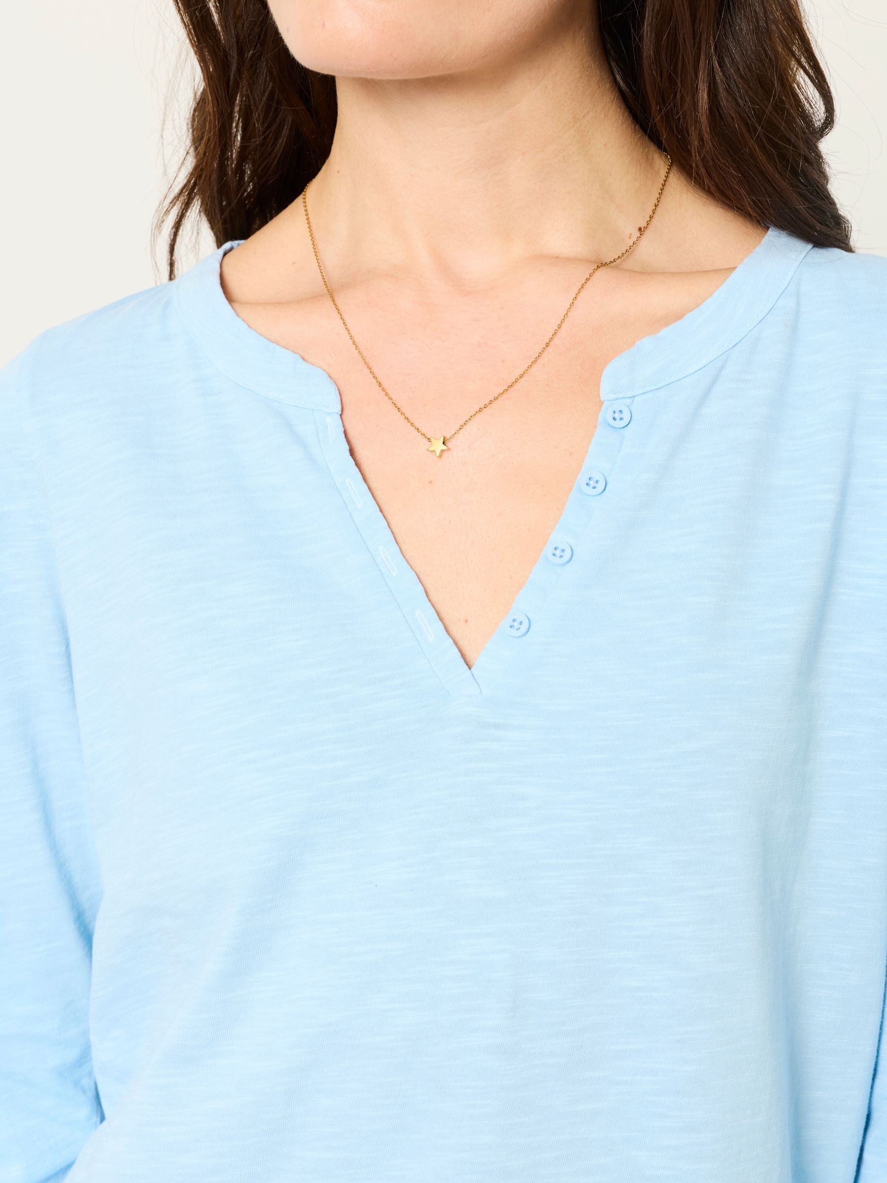 Aster Pale Blue 3/4 Sleeve V-Neck T-Shirt - Image 4 of 5