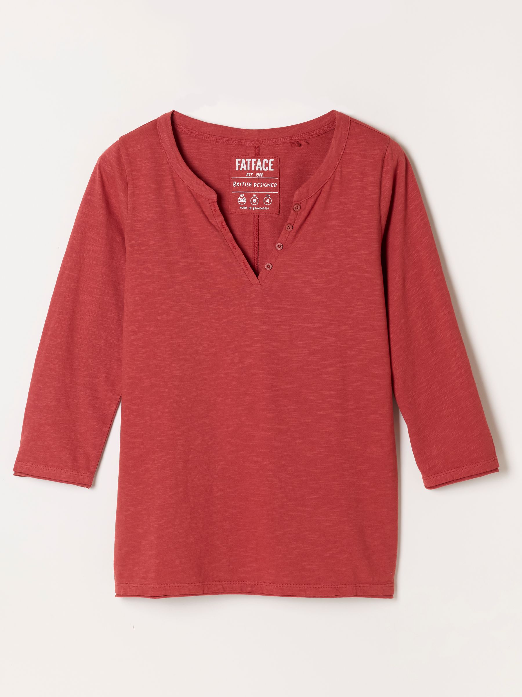 Aster Red 3/4 Sleeve V-Neck T-Shirt - Image 5 of 5 Aster Red 3/4 Sleeve V-Neck T-Shirt - Image 5 of 5