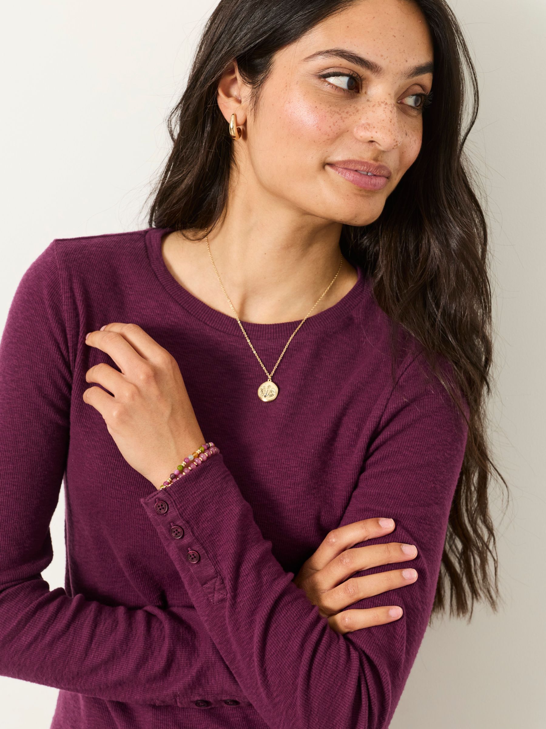Callie Dark Purple Long Sleeve Top - Image 3 of 6