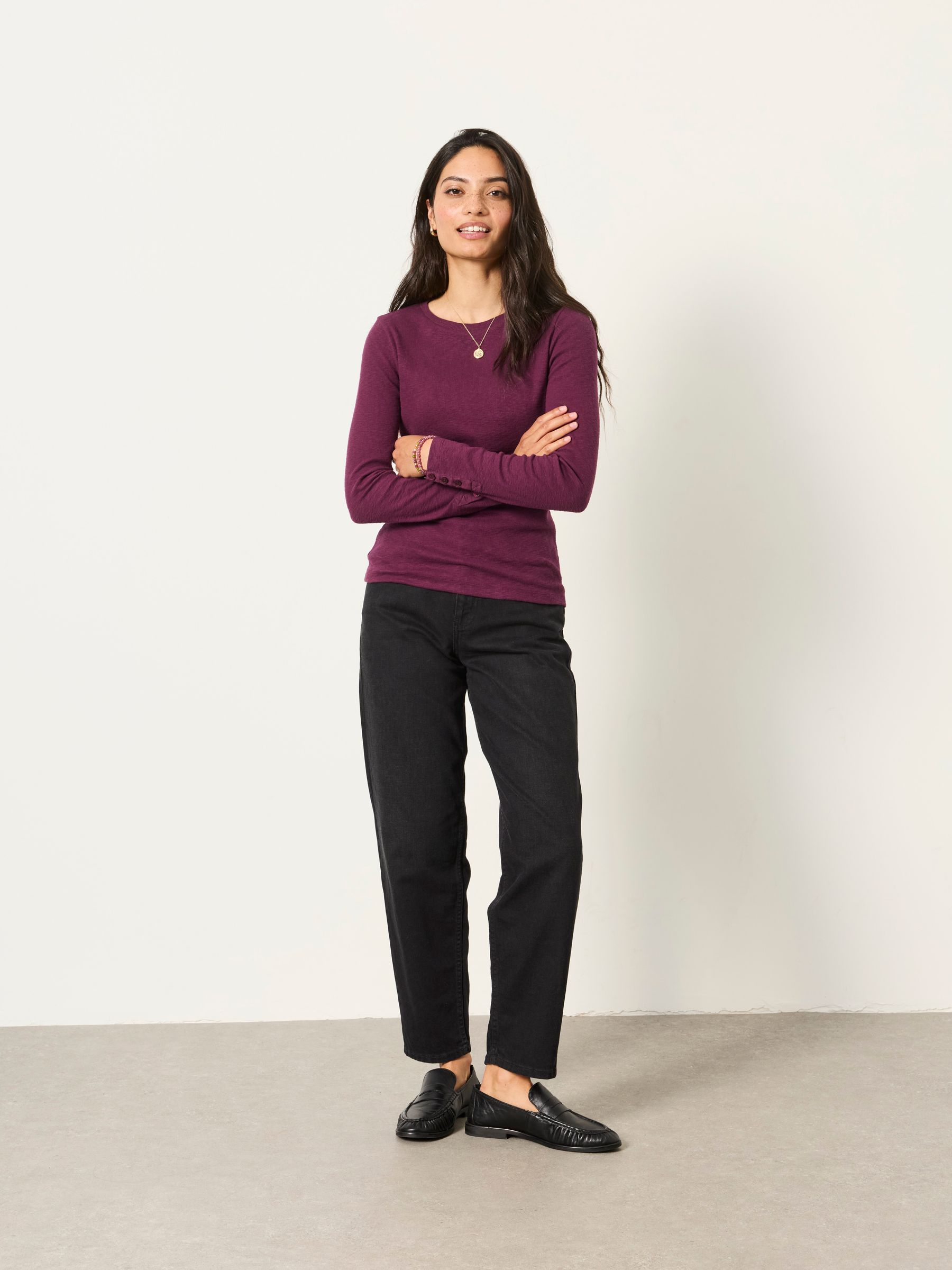 Callie Dark Purple Long Sleeve Top - Image 4 of 6