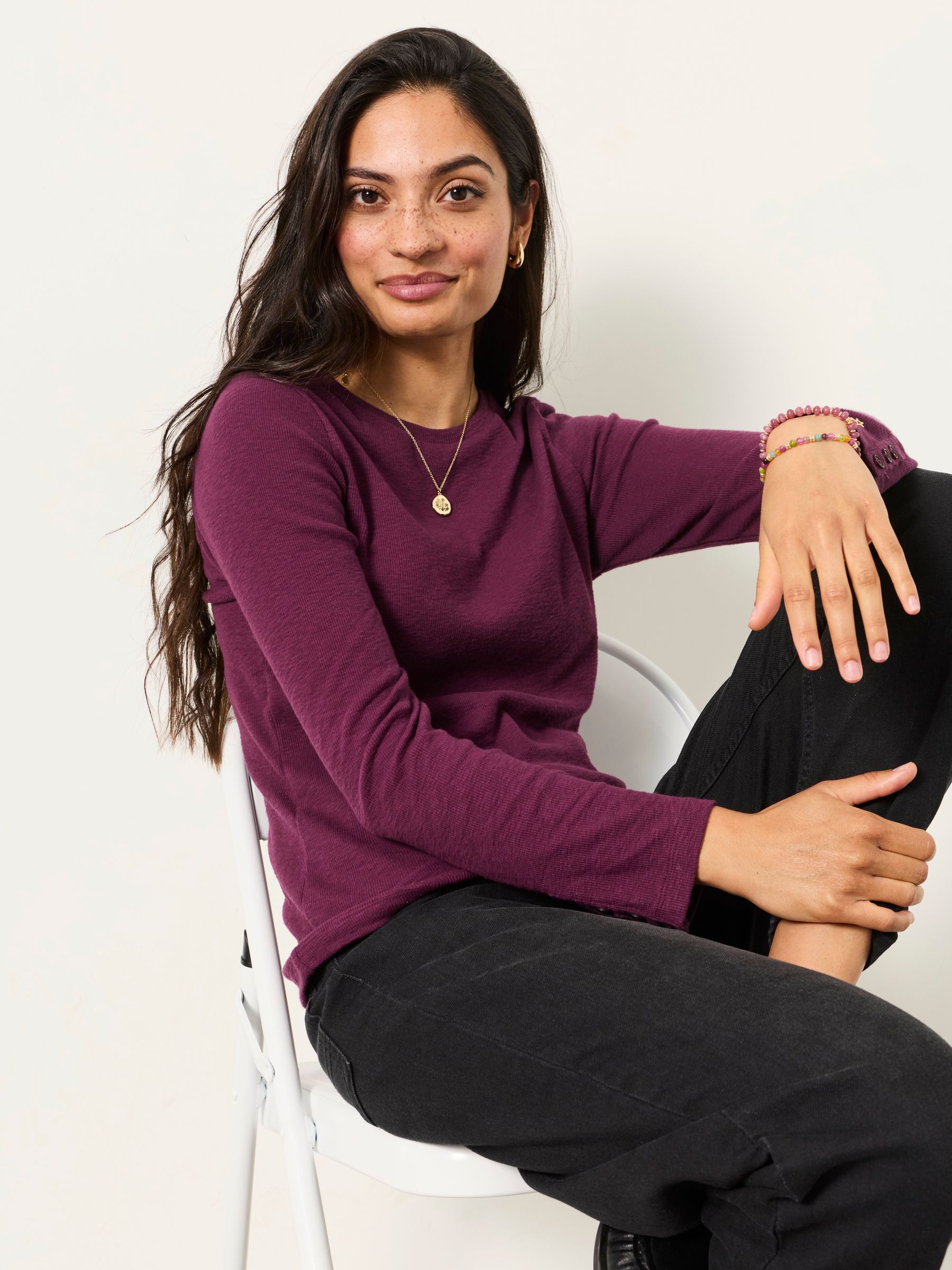 Callie Dark Purple Long Sleeve Top - Image 5 of 6